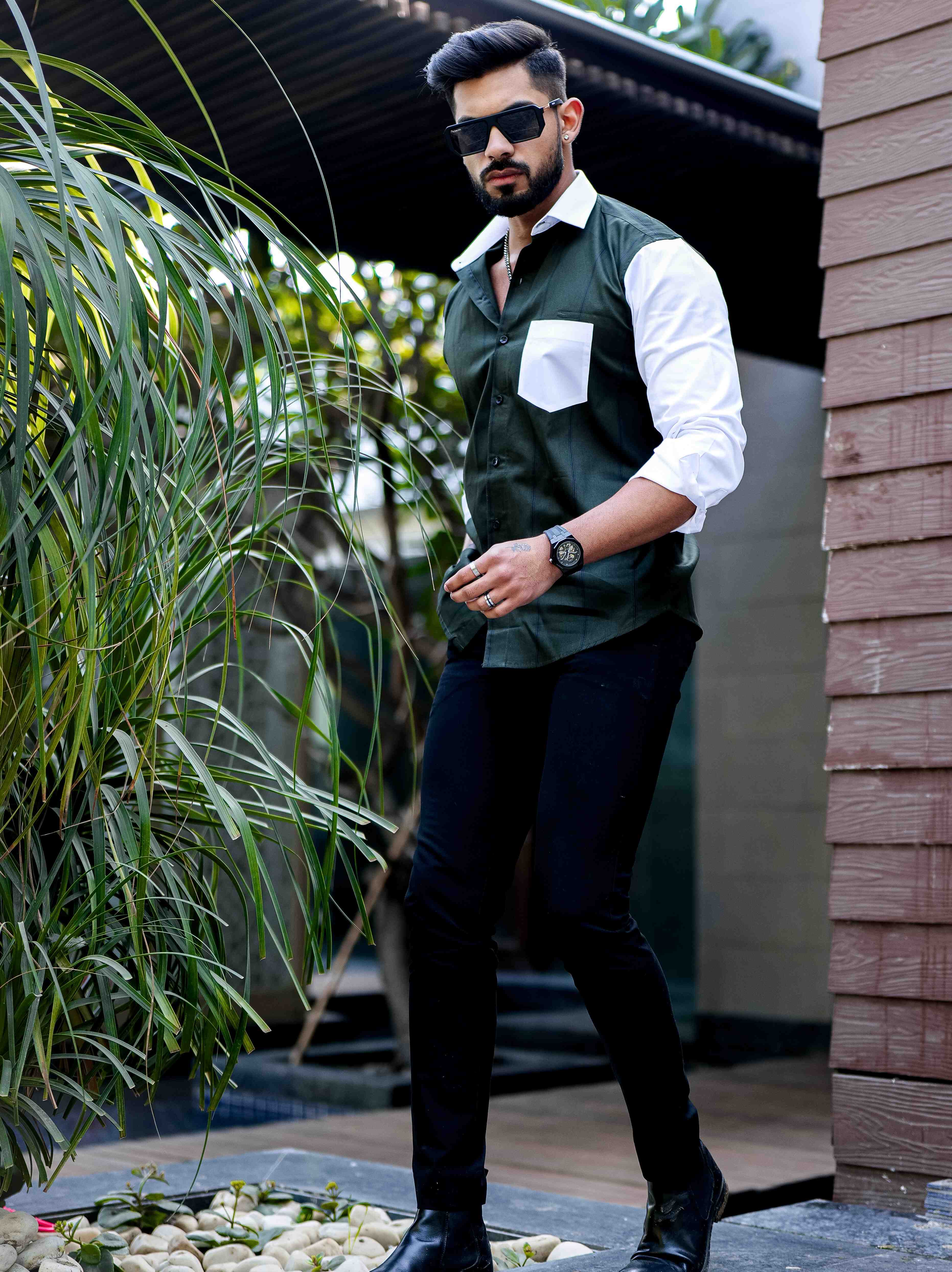 Green Satin Cotton Cut N Sew Designer Shirt - Image 5