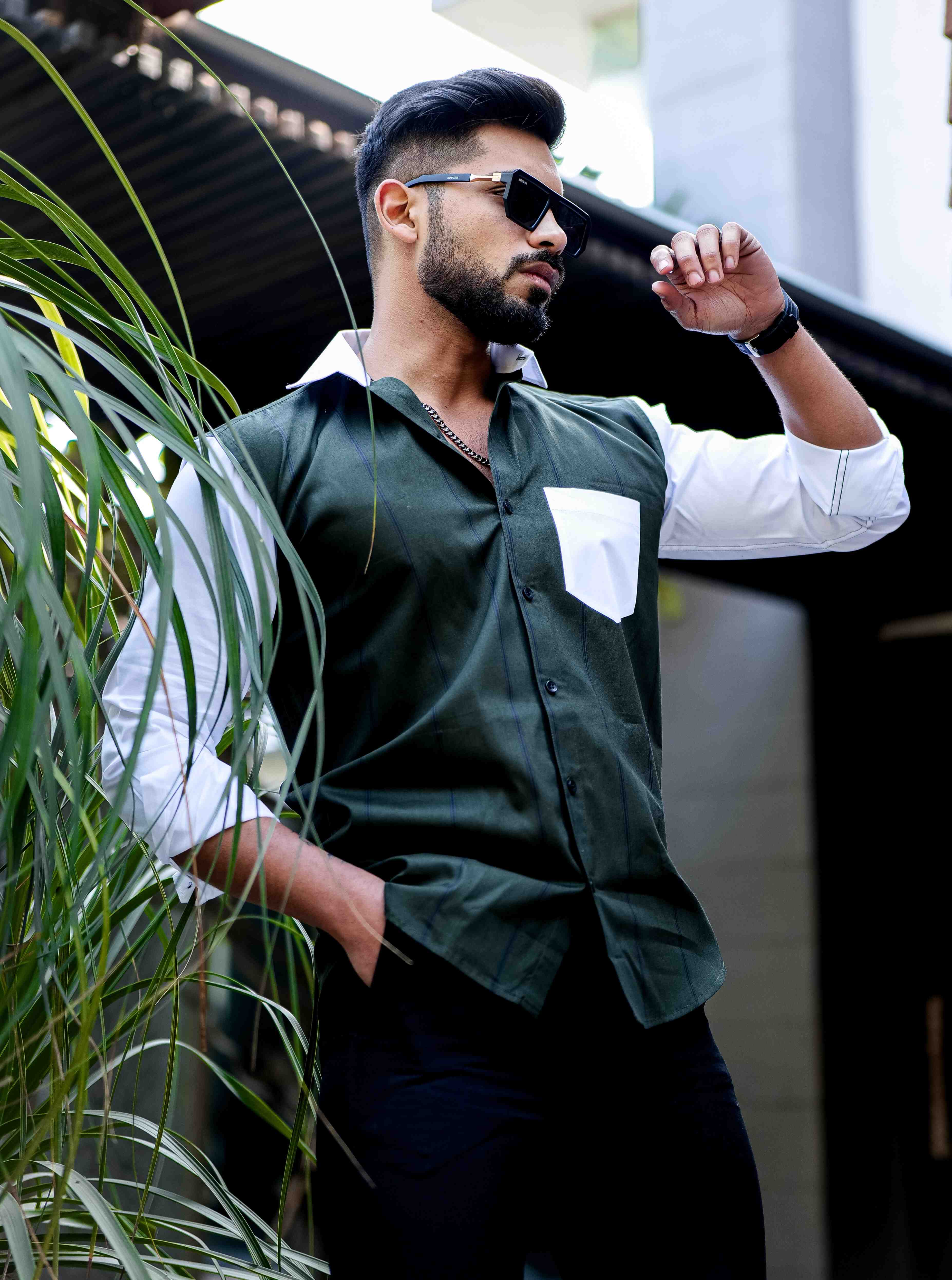 Green Satin Cotton Cut N Sew Designer Shirt - Image 6