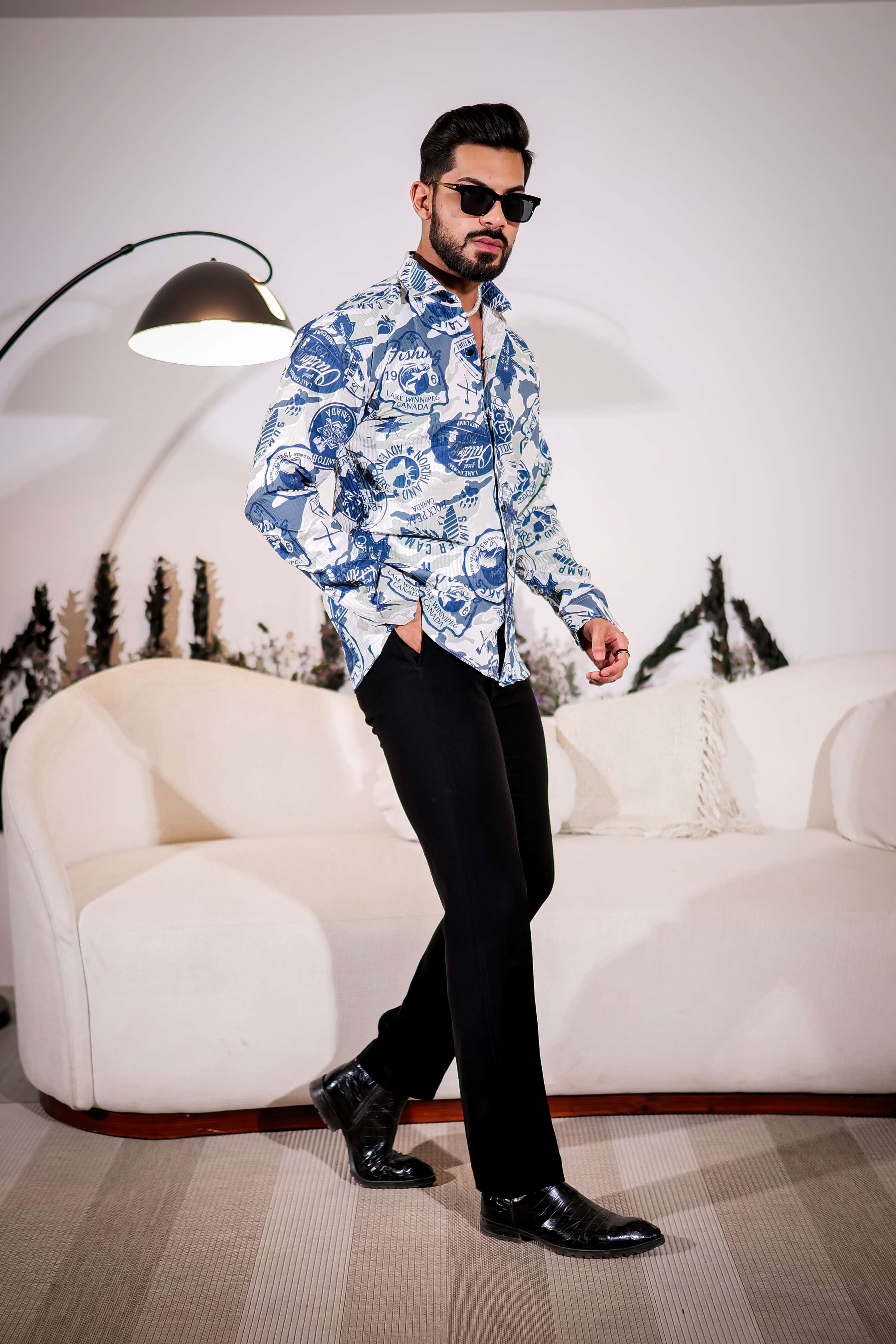 Grey Blue Imported Premium Shirt for Men's - Image 6