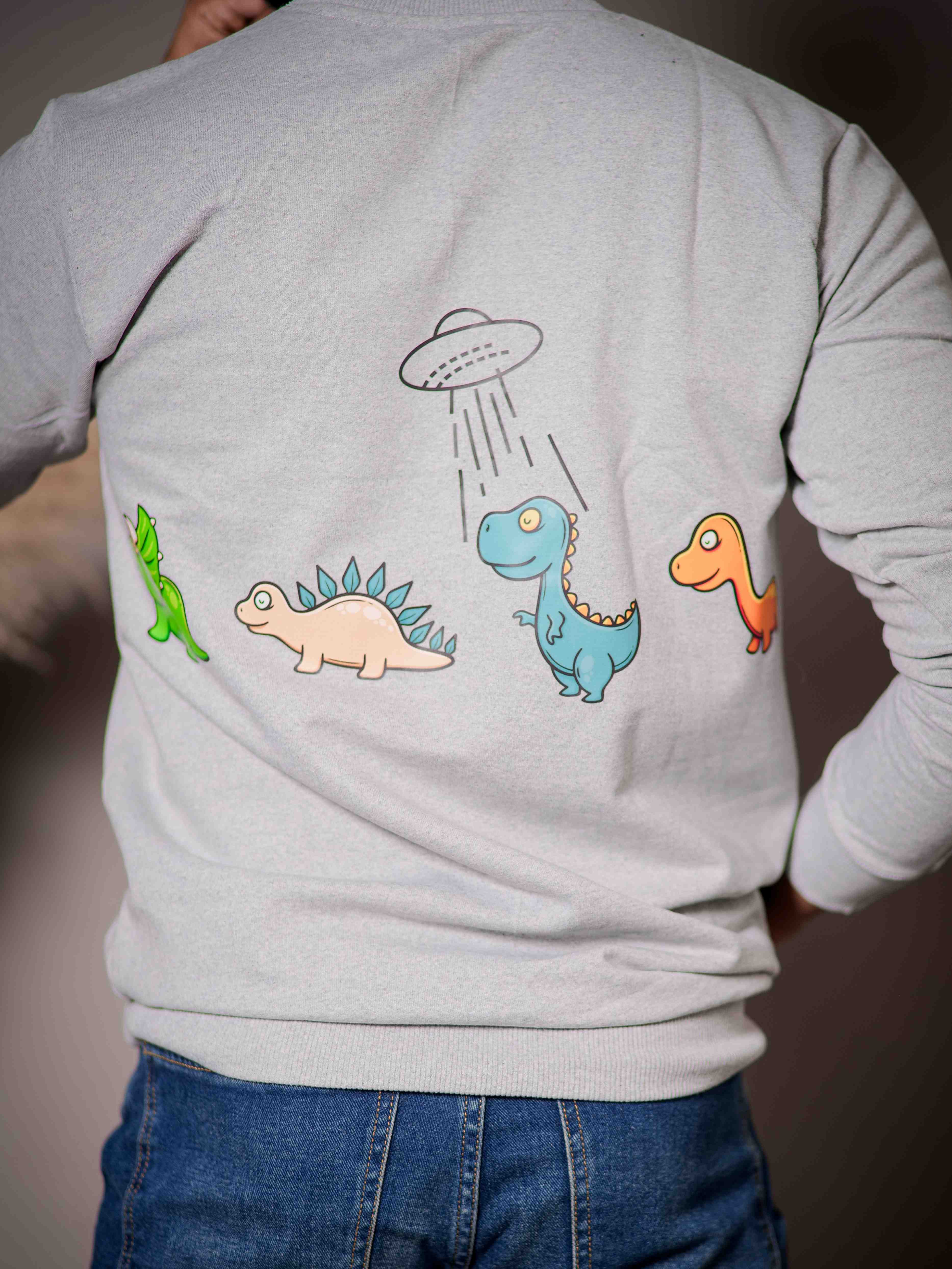 Grey Cotton Full Sleeve T Shirt - Image 3