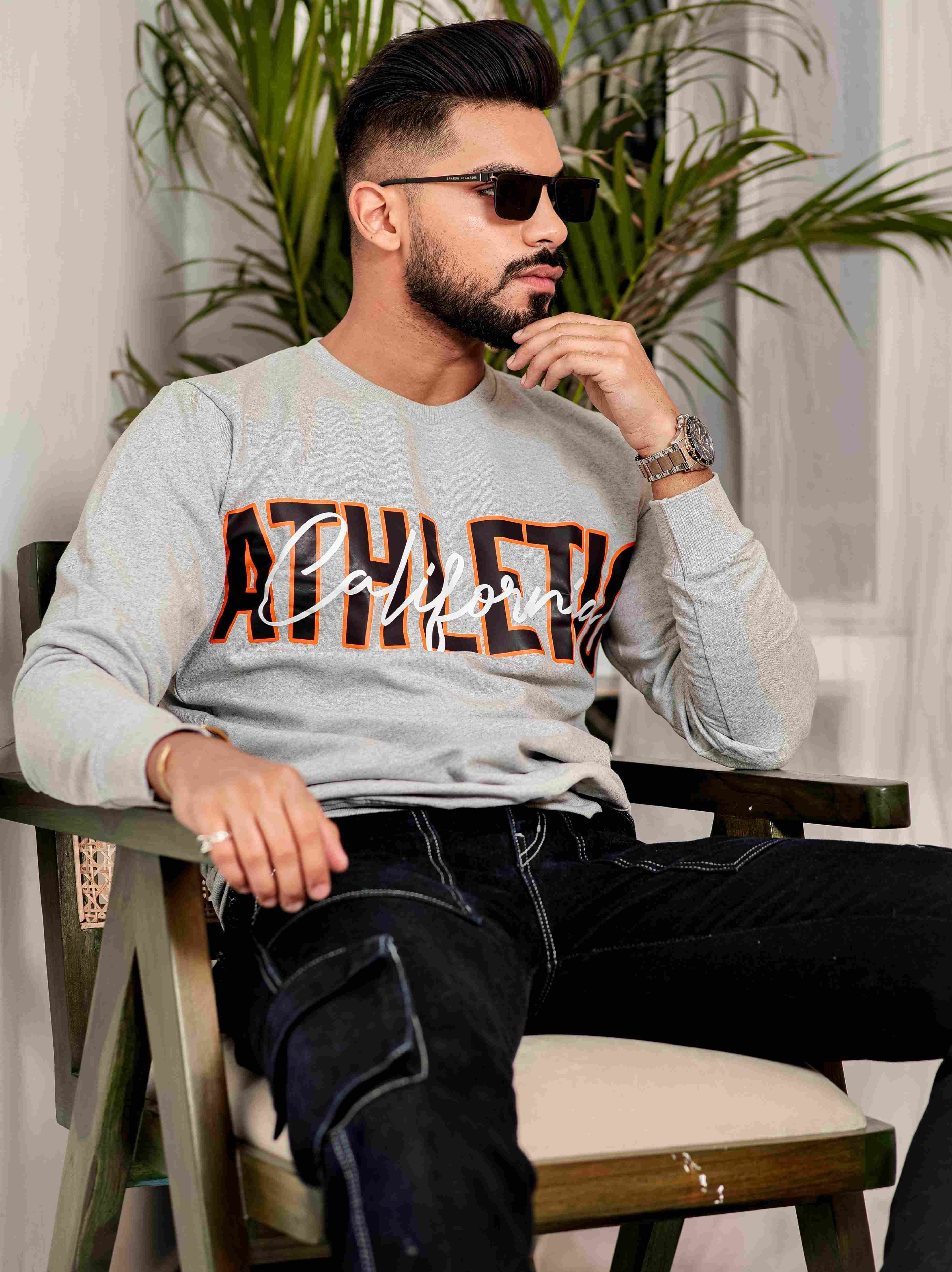 Grey Cotton Full Sleeve T Shirt - Image 3