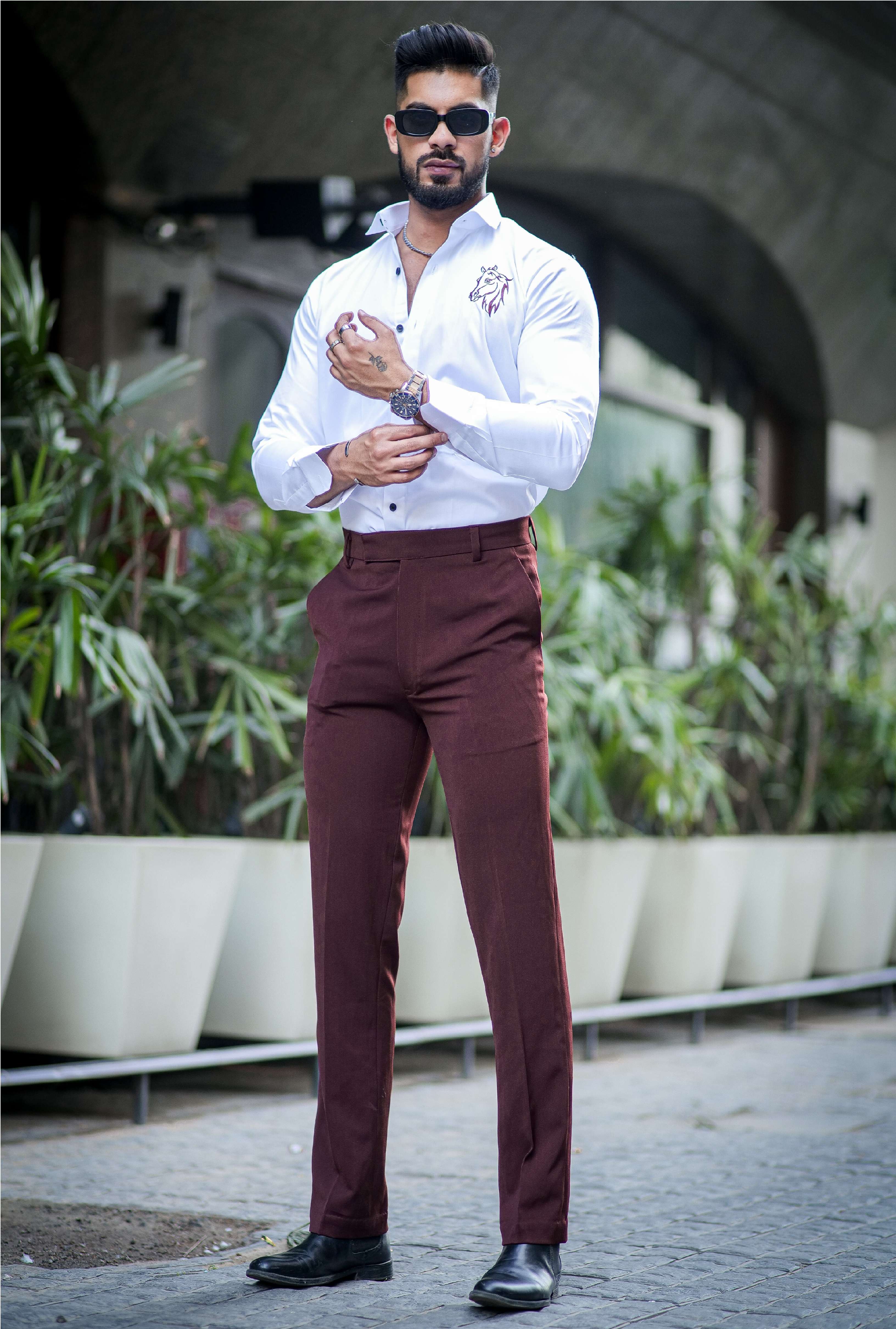 Horse Embroidered White Luxury Cotton Shirt - Image 4