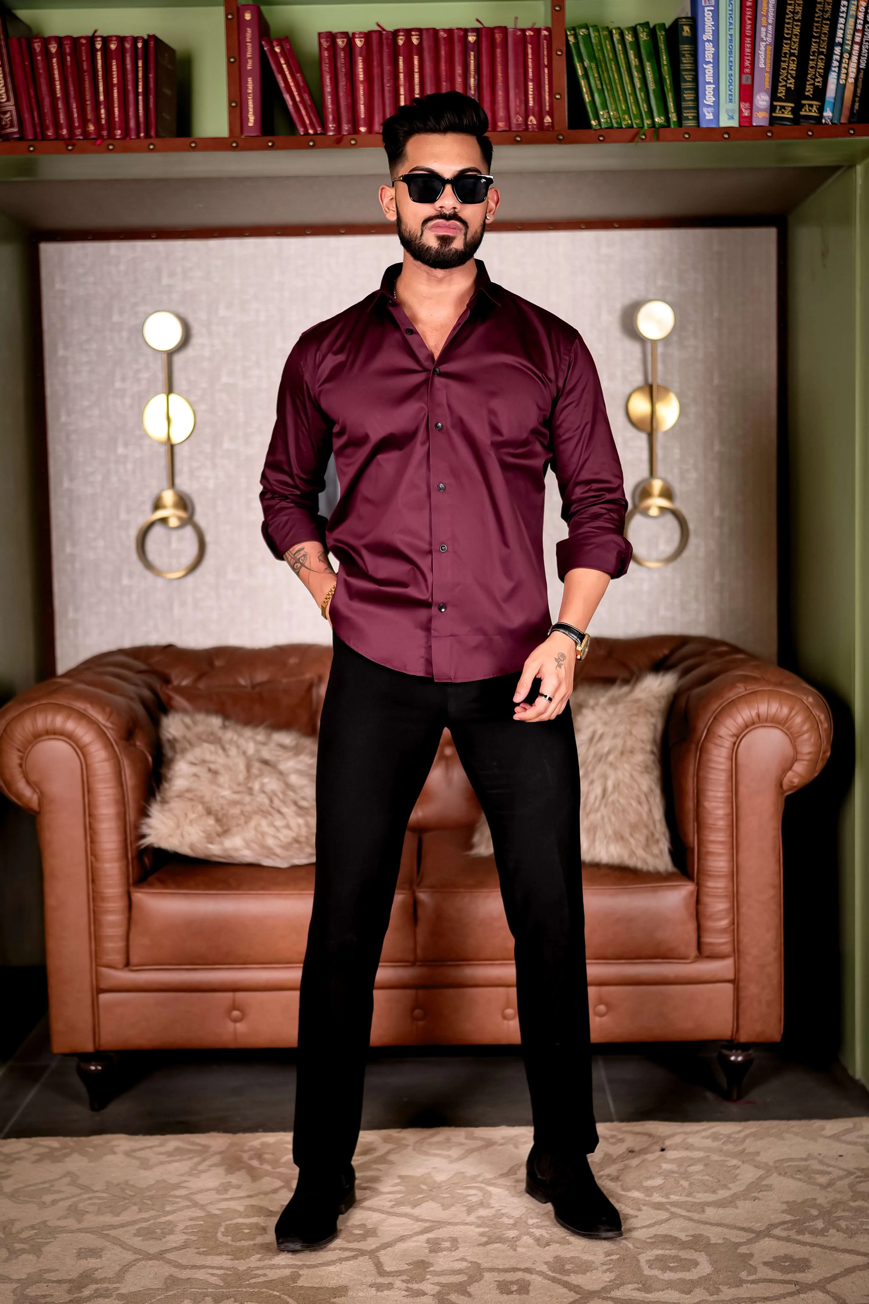 Wine Handmade Love Glitter Luxury Shirt For Men's - Image 7
