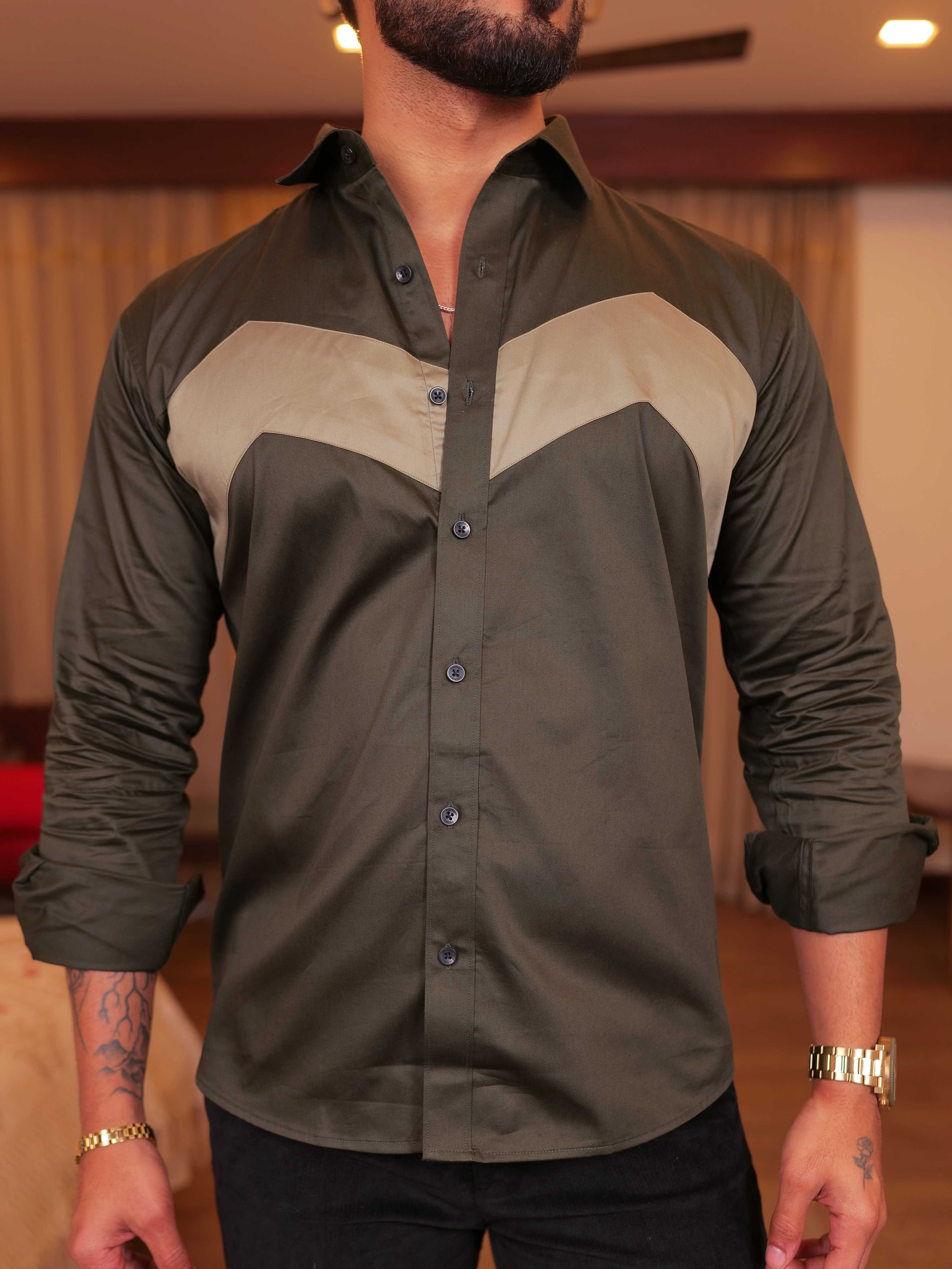 FOOMER OLIVE WAVE DESIGNER SHIRT FOR MEN'S - Image 2