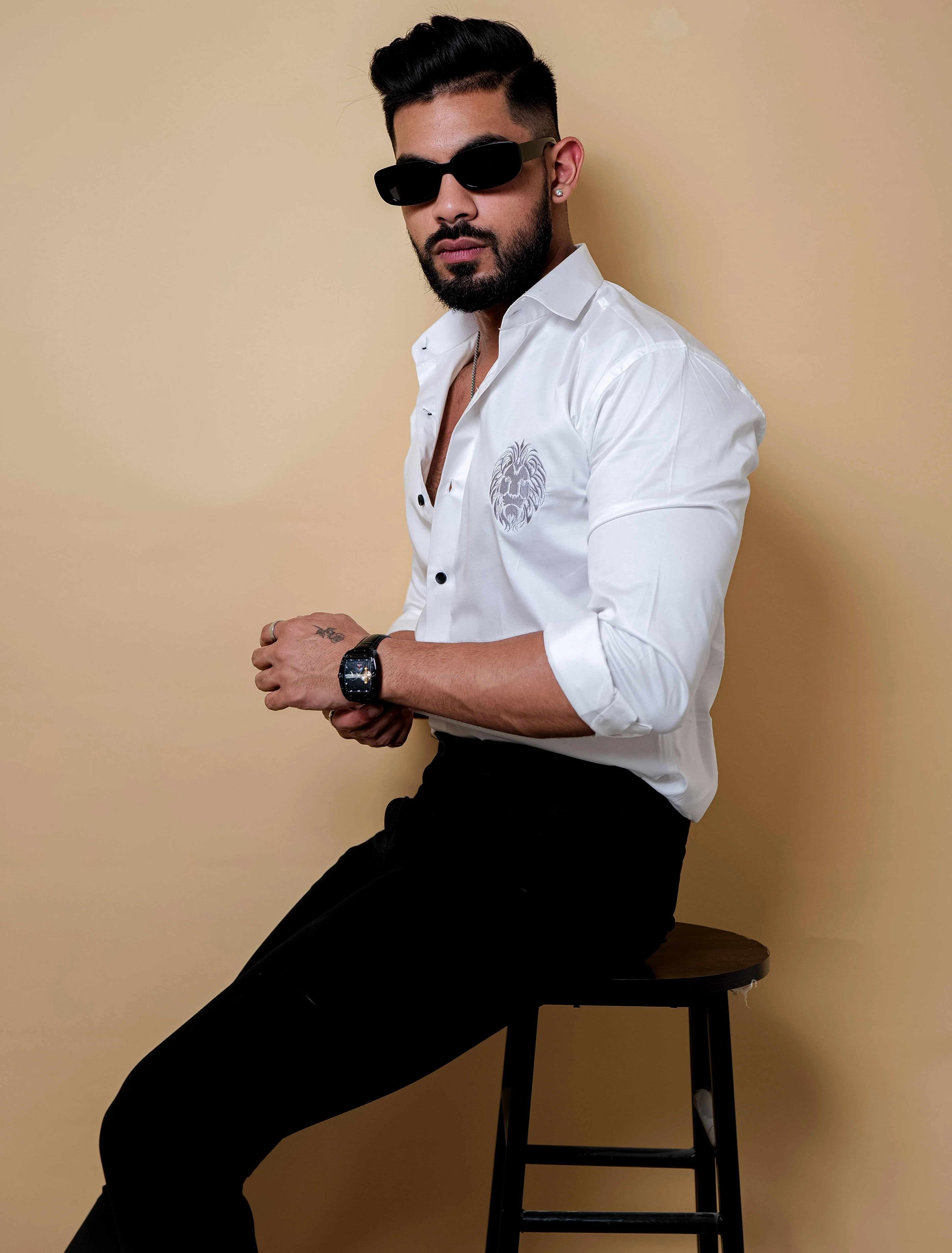 Mufasa Embroidered White Luxury Cotton Shirt - Image 2