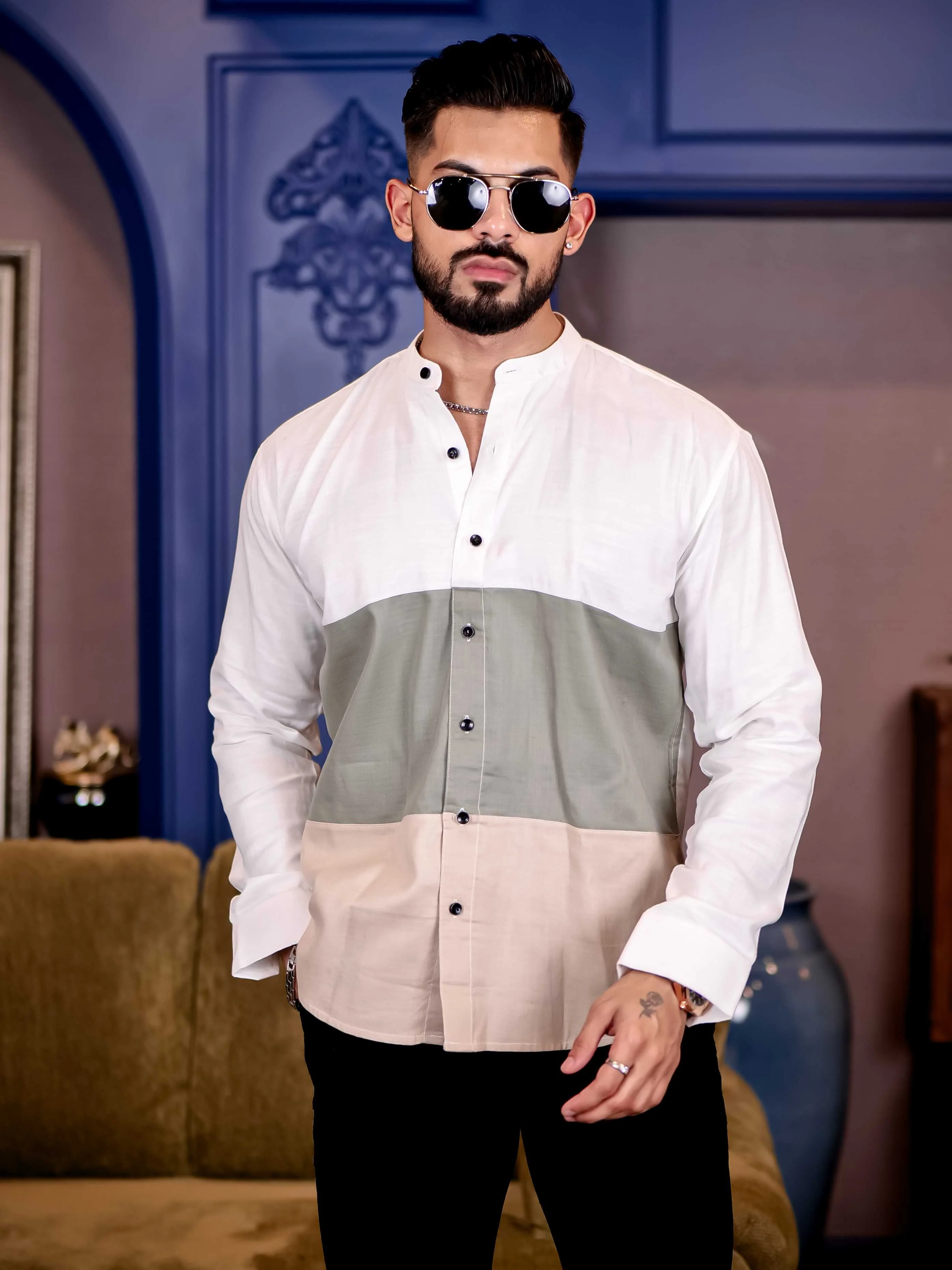 Multi Color Cut n sew Premium Kurta Linen Shirt For Men - Image 3