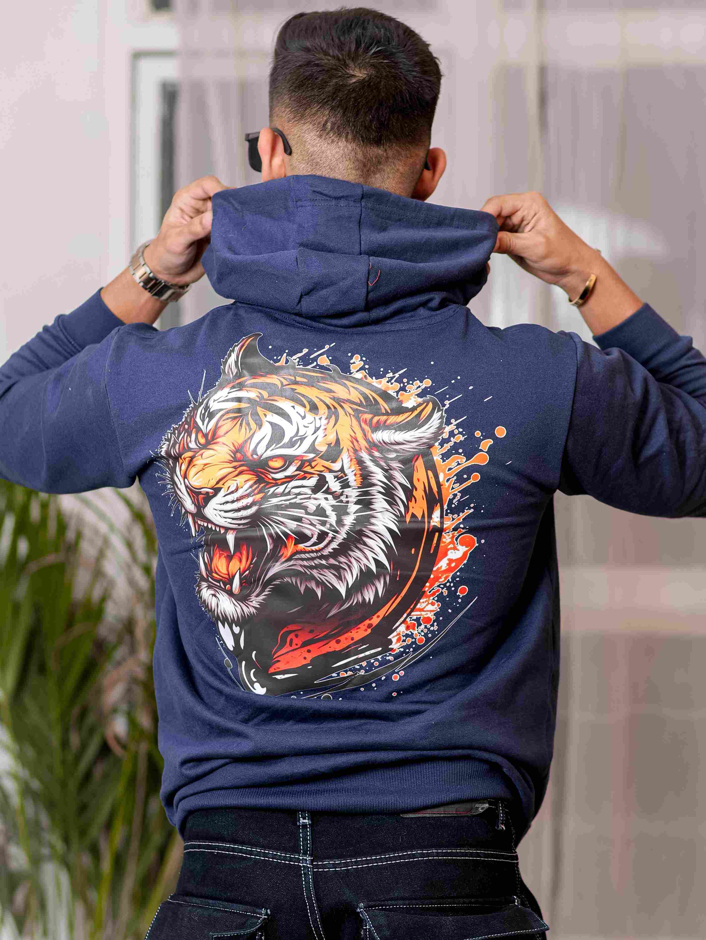 Navy Blue Cotton Full Sleeve Hoodie - Image 7