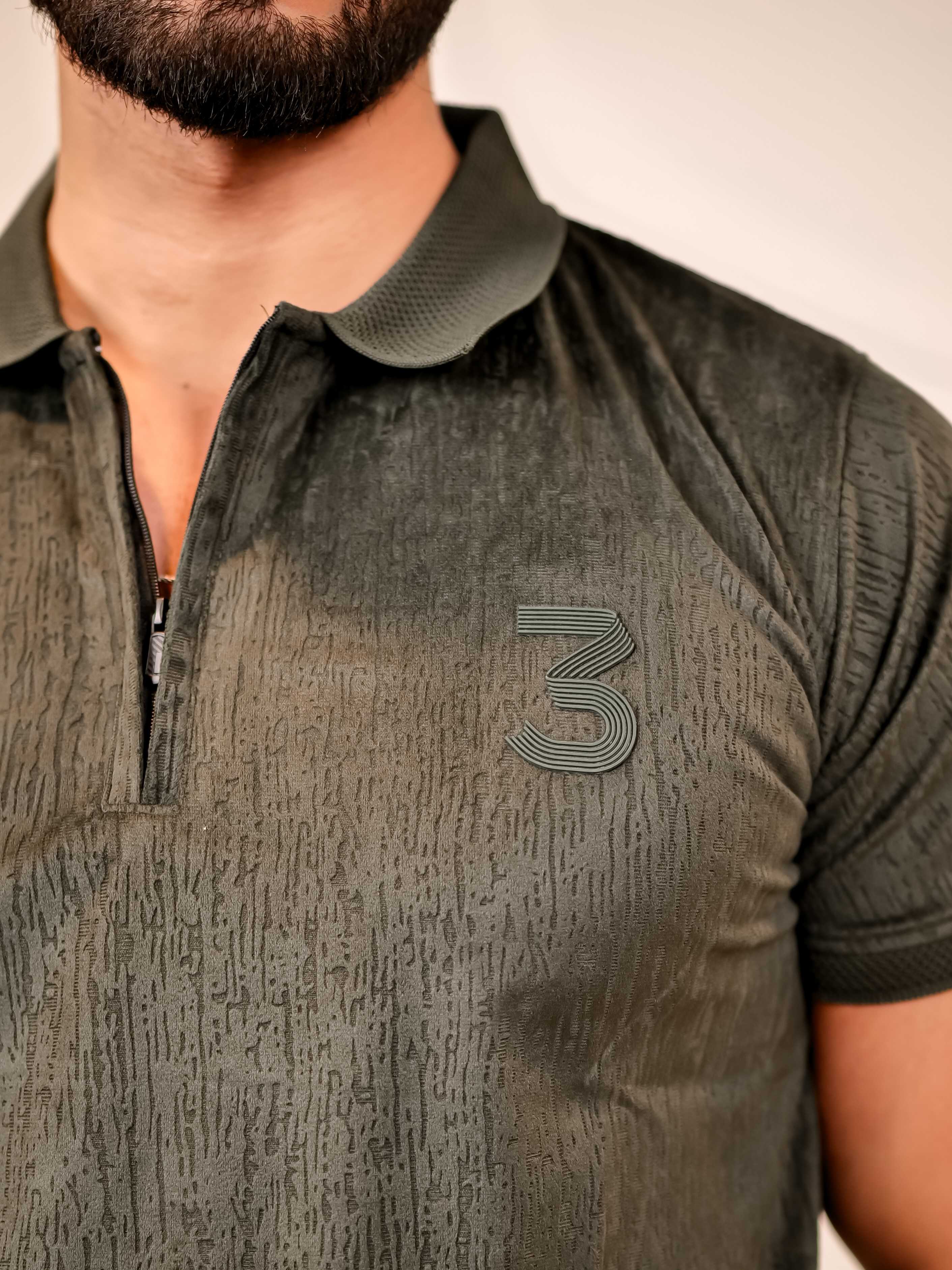 Olive Green Polo Imported Cotton Half Sleeve Premium Designer T-Shirt - Image 8
