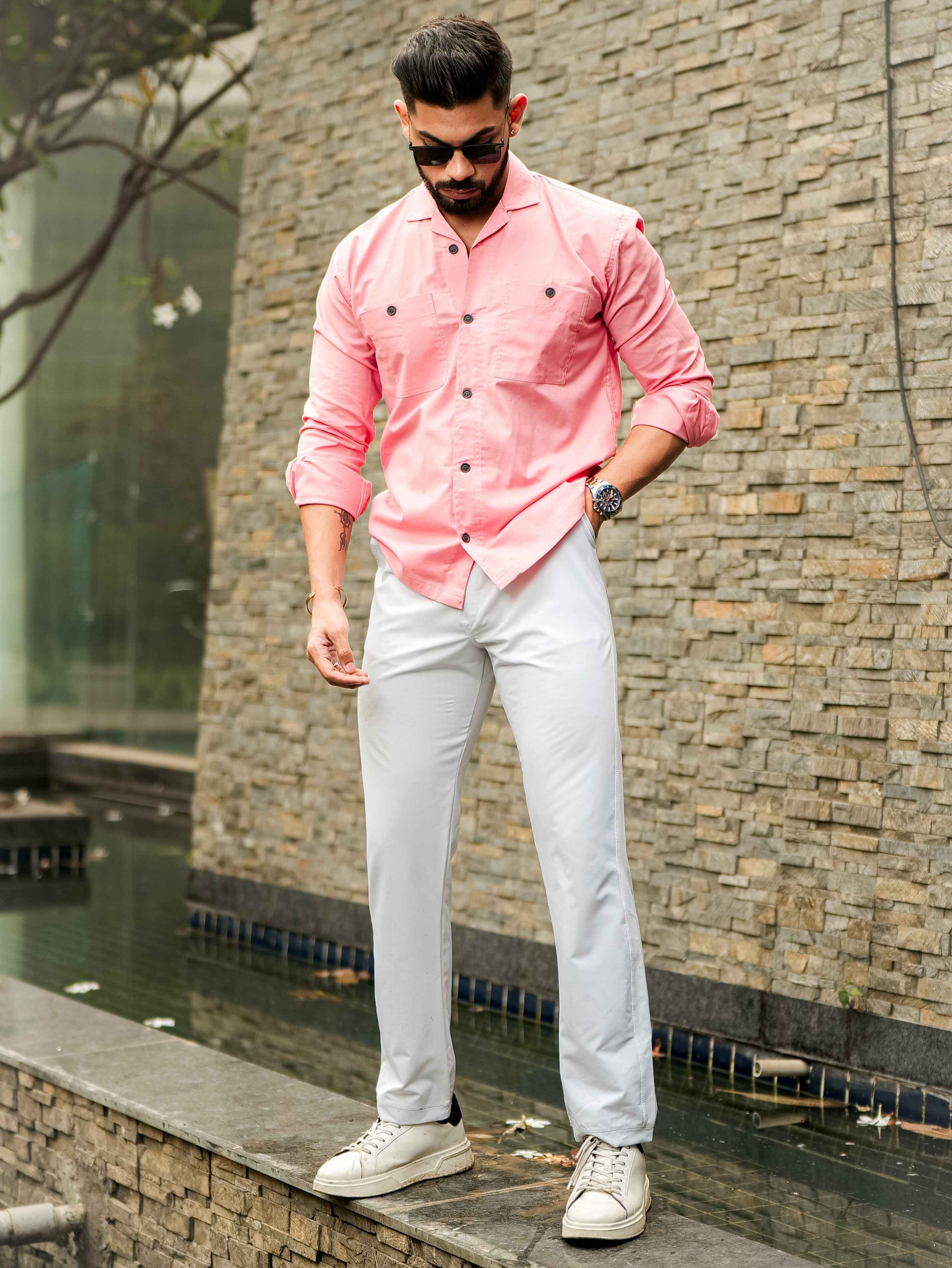 Pink Oxford Cotton Over Shirt - Image 4
