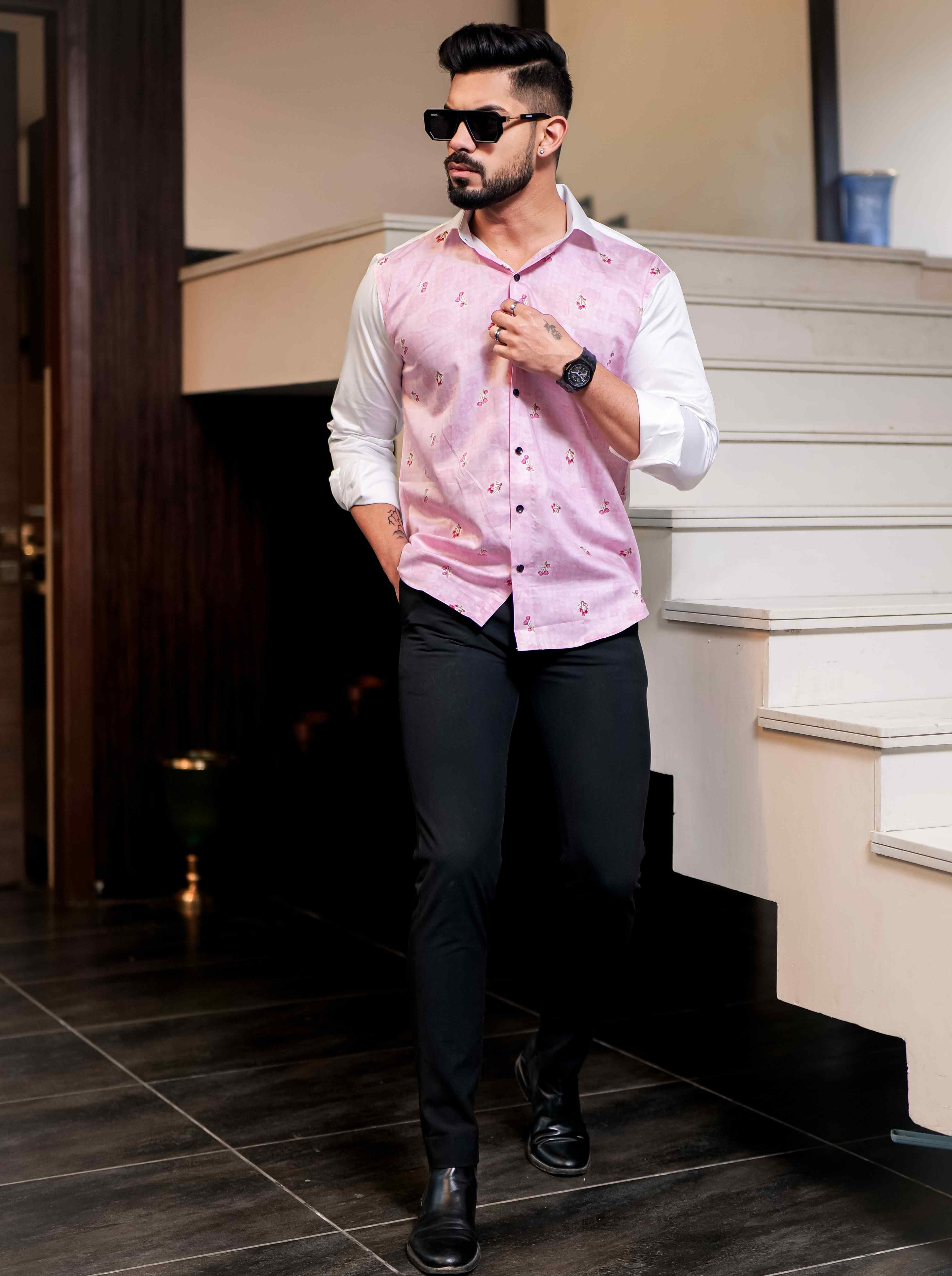 Pink Satin Cotton Cut N Sew Designer Shirt - Image 7