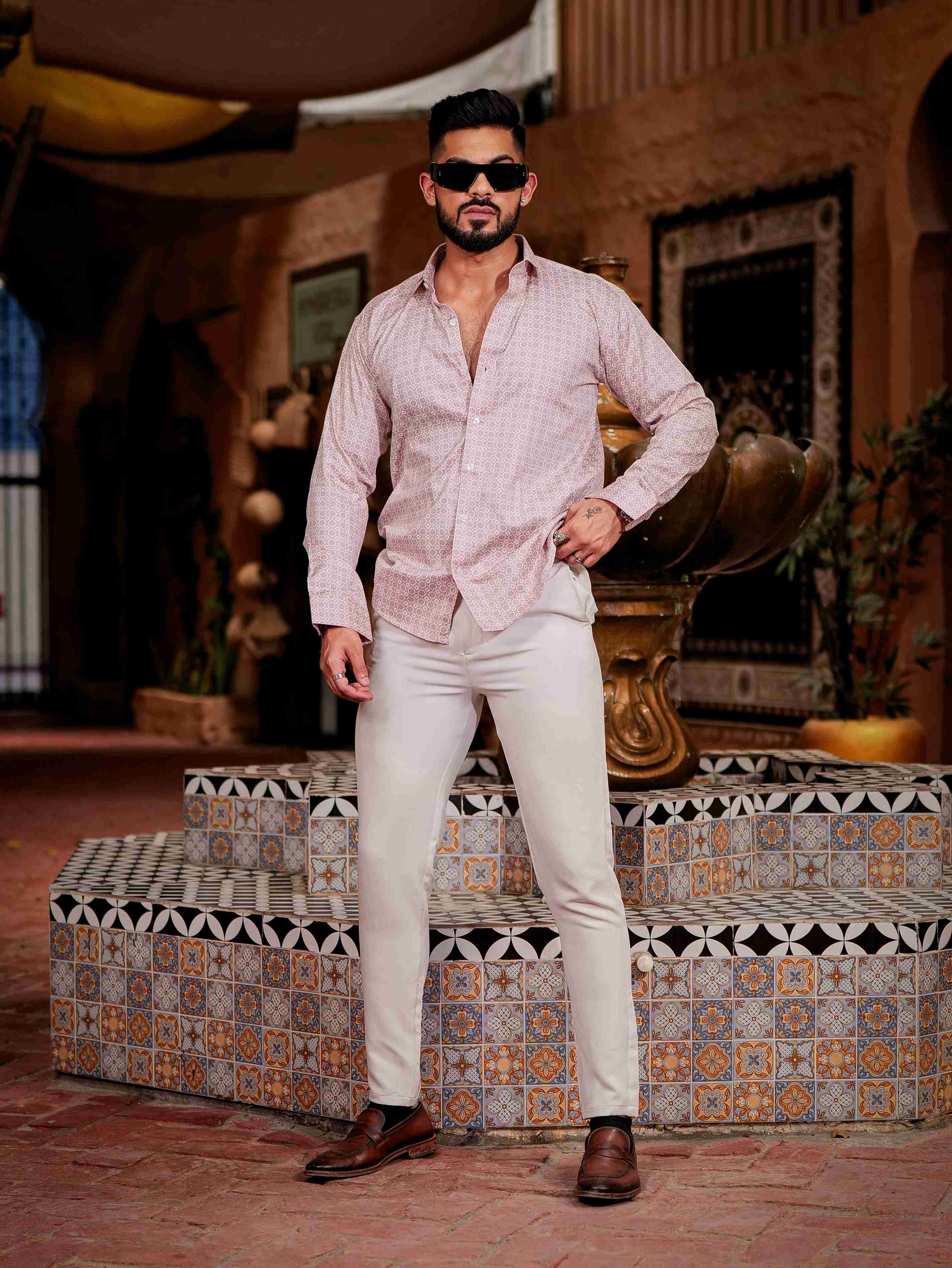 Pink Satin Print Premium Shirt - Image 3