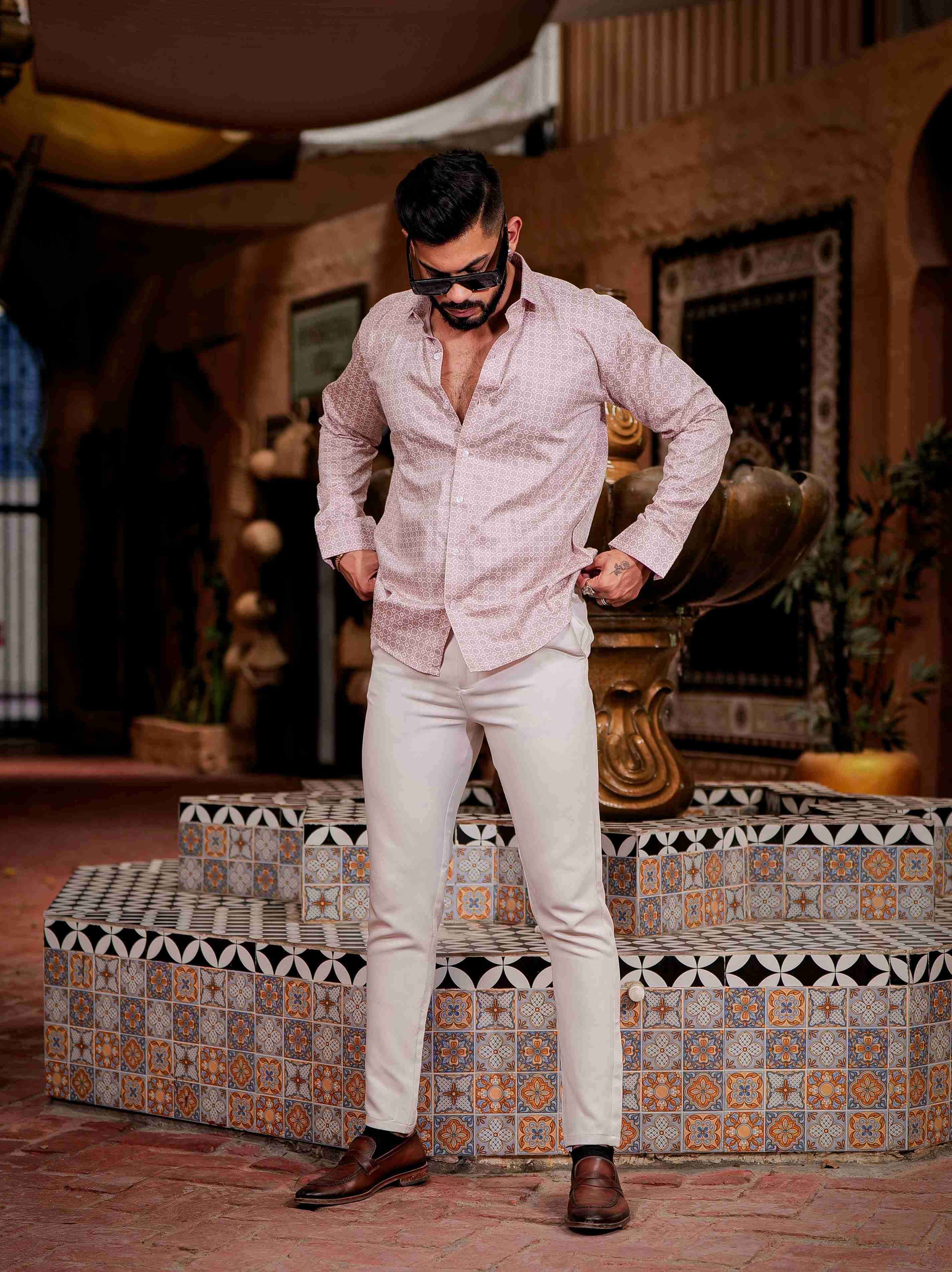 Pink Satin Print Premium Shirt - Image 4