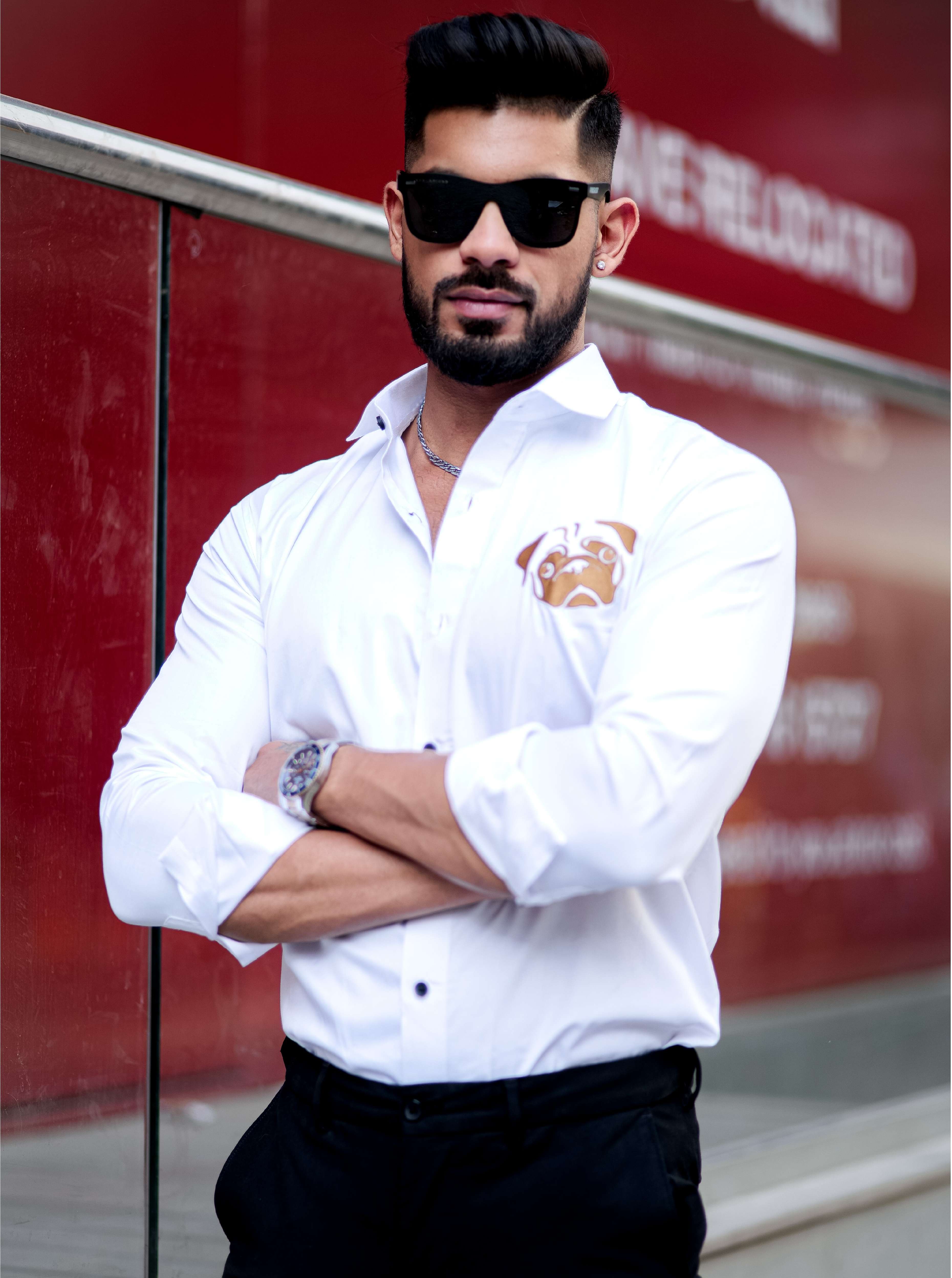 Puppy Embroidered White Soft Cotton Premium Shirt - Image 4