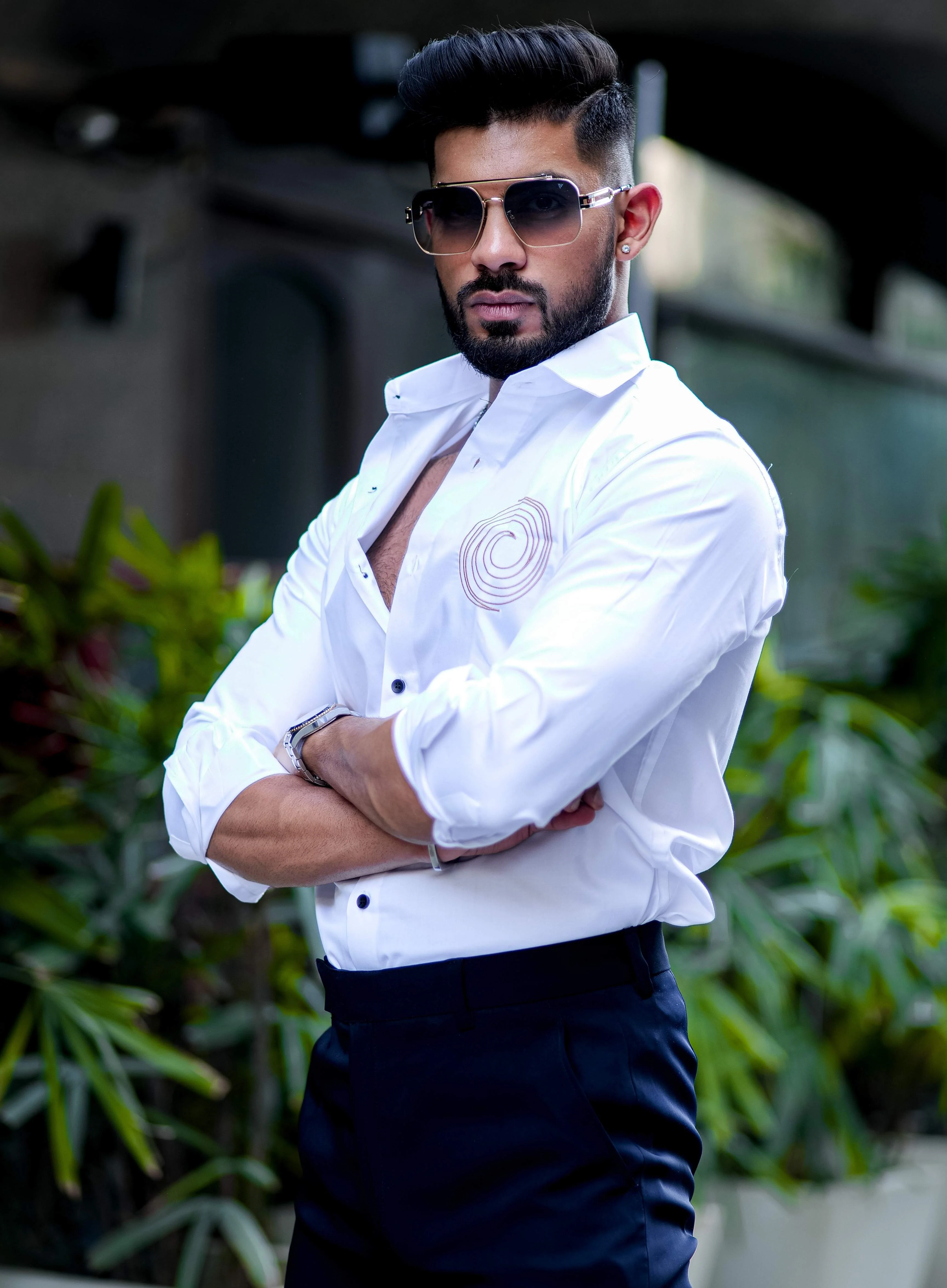 Round Embroidered White Premium Shirt For Men - Image 6