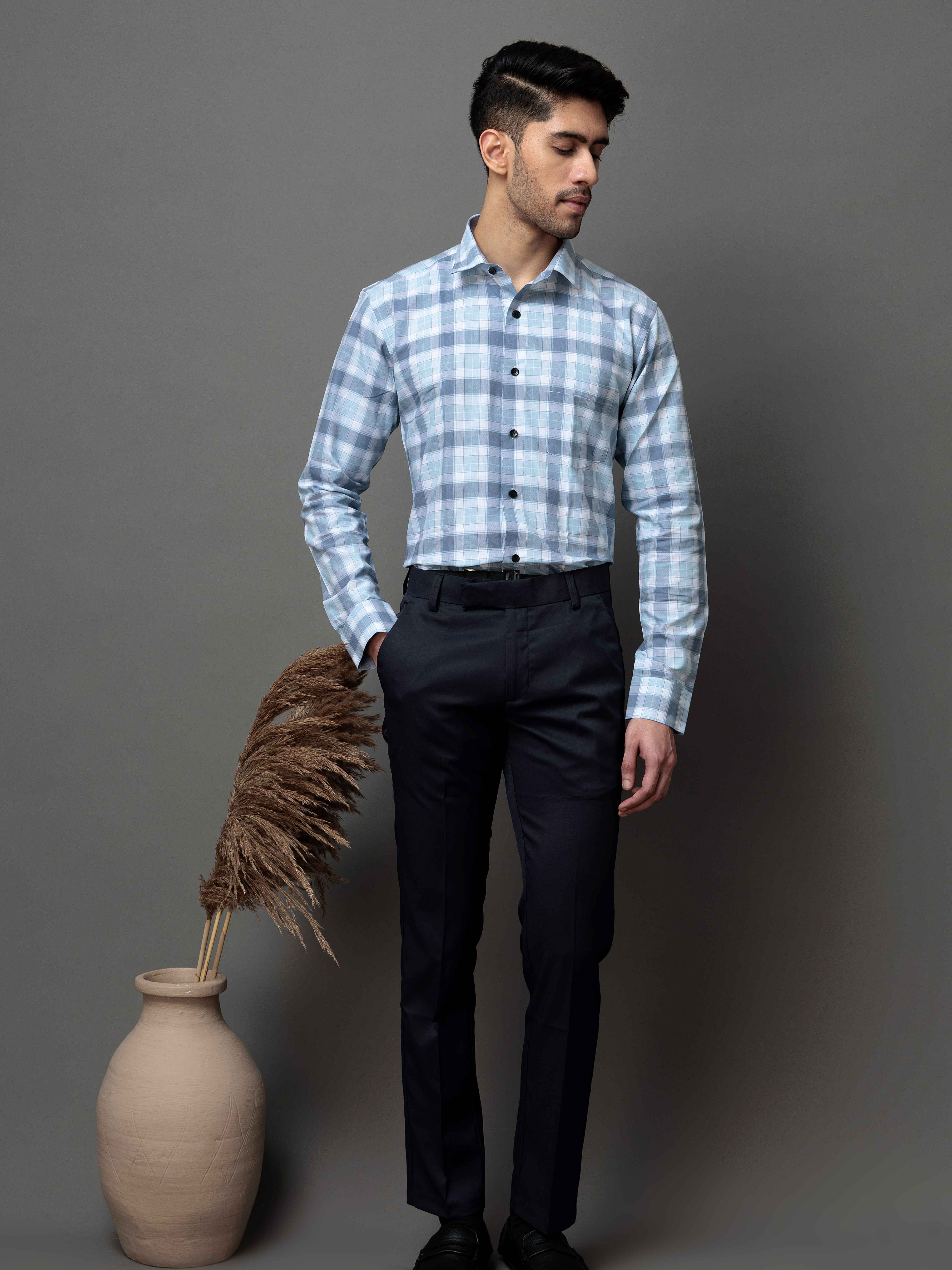 SQUARE SKY CHECKED COTTON CASUAL SHIRT FOR MEN'S - Image 6