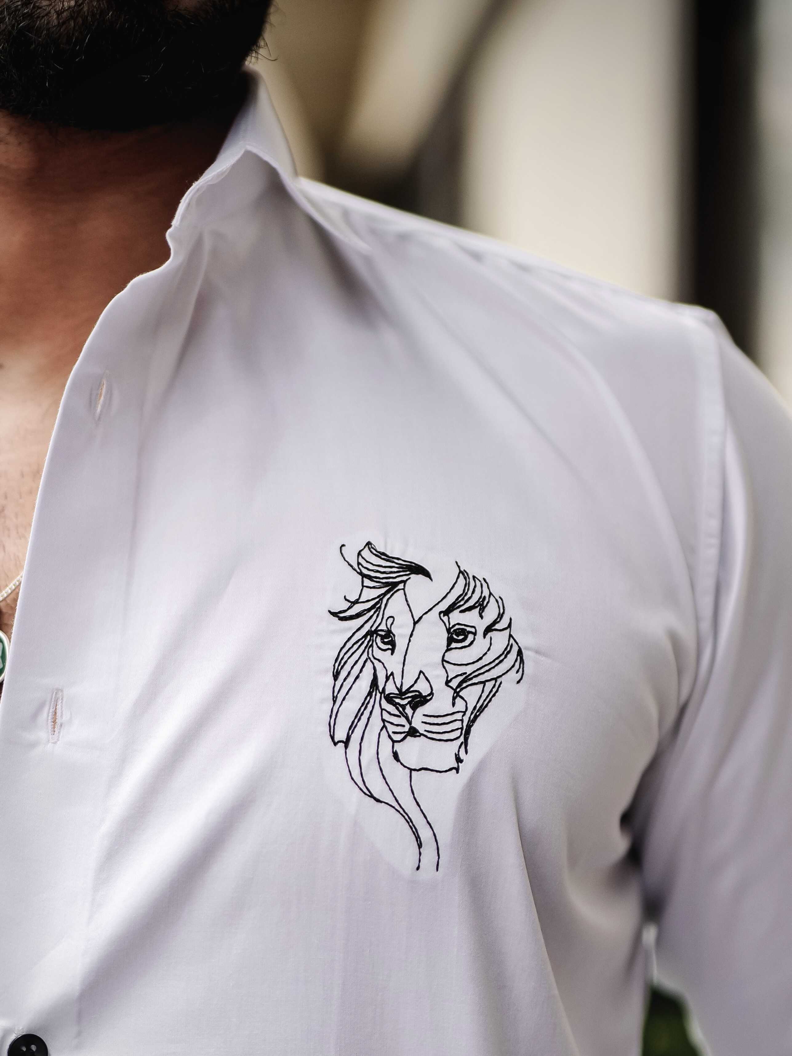WHITE CLUB WEAR EMBROIDERY SATIN COTTON SHIRT - Image 2