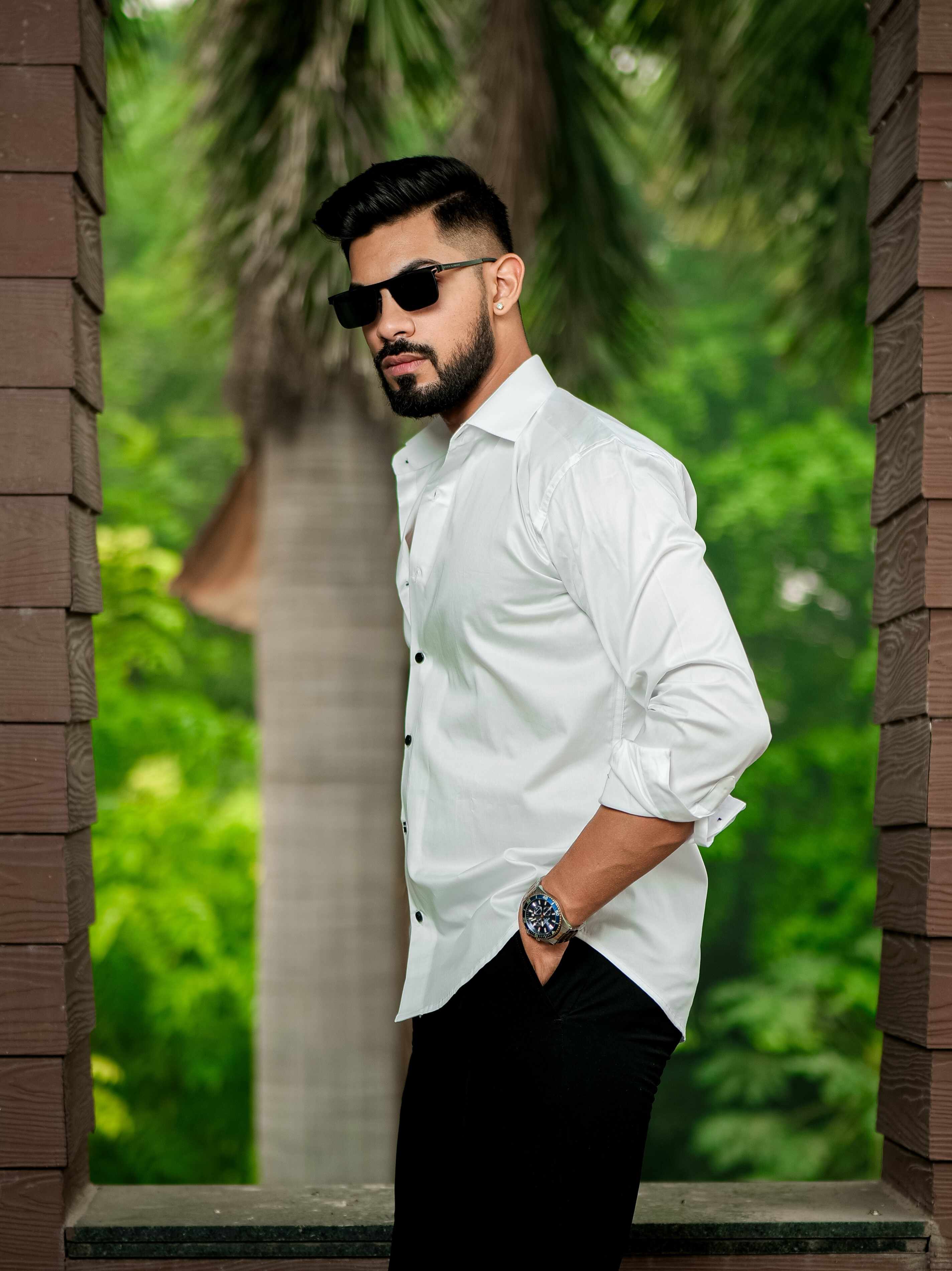 White Club Wear Printed Satin Cotton Shirt - Image 3