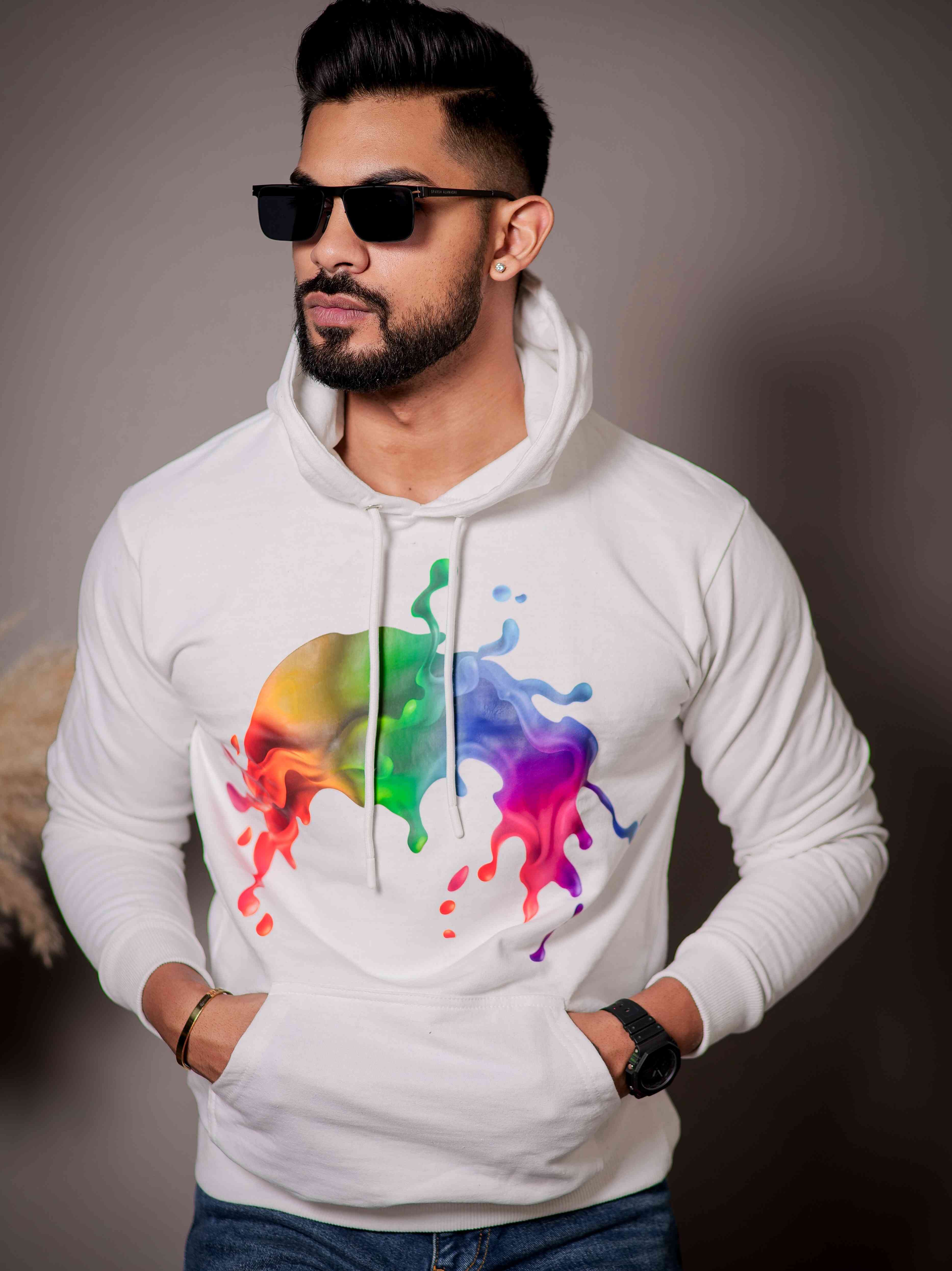 White Cotton Full Sleeve Hoodie - Image 4