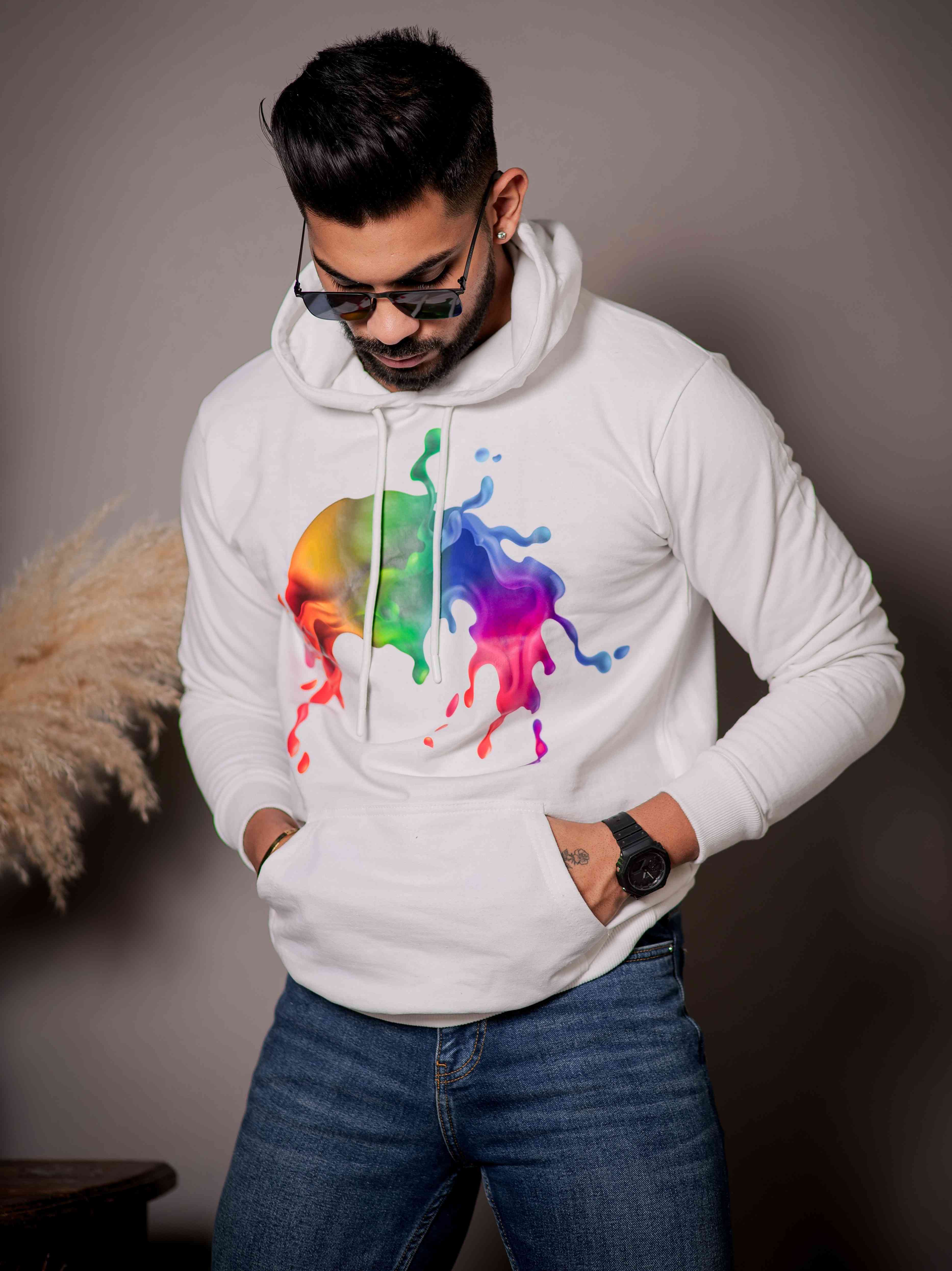 White Cotton Full Sleeve Hoodie - Image 5