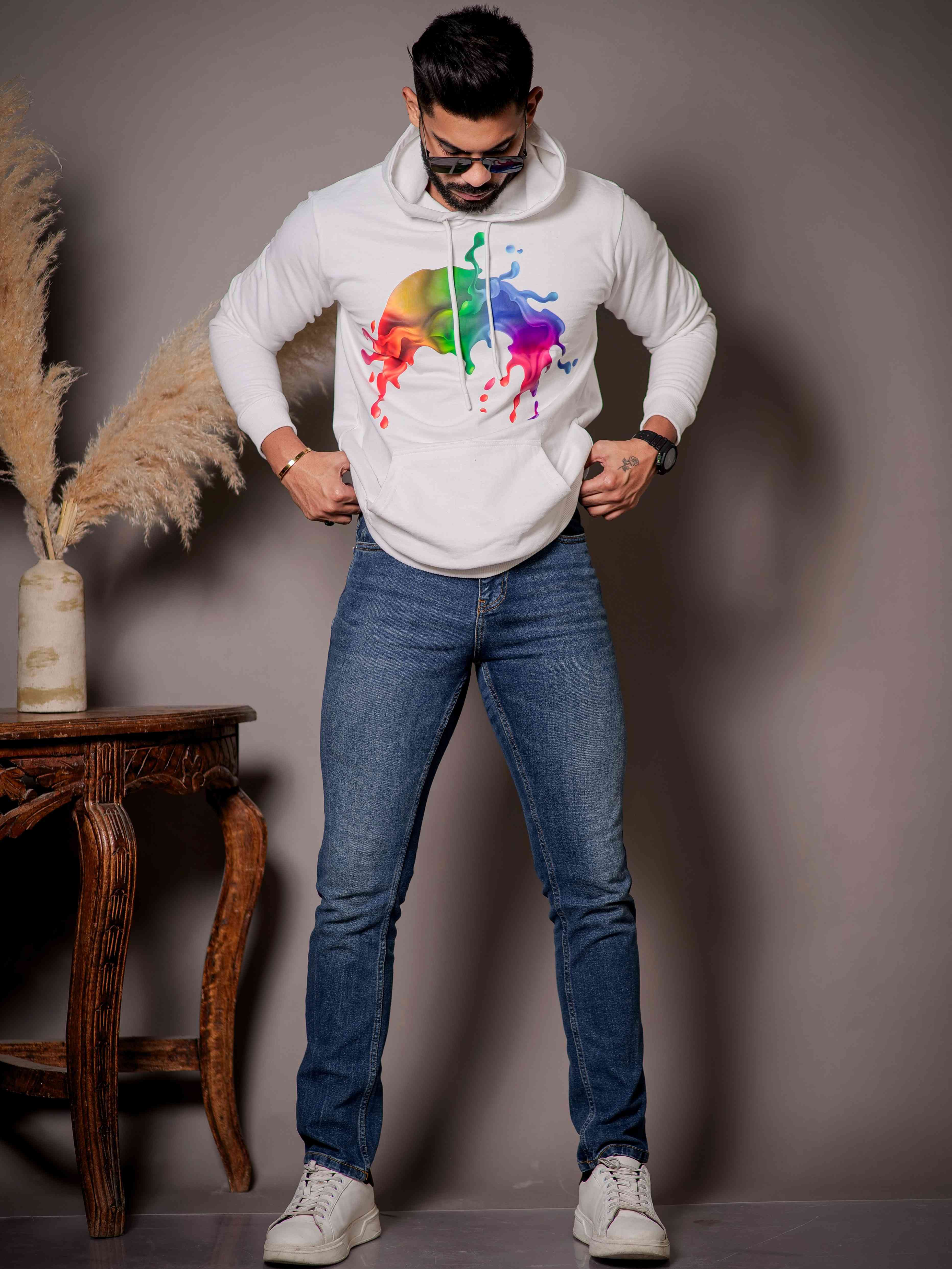 White Cotton Full Sleeve Hoodie - Image 6