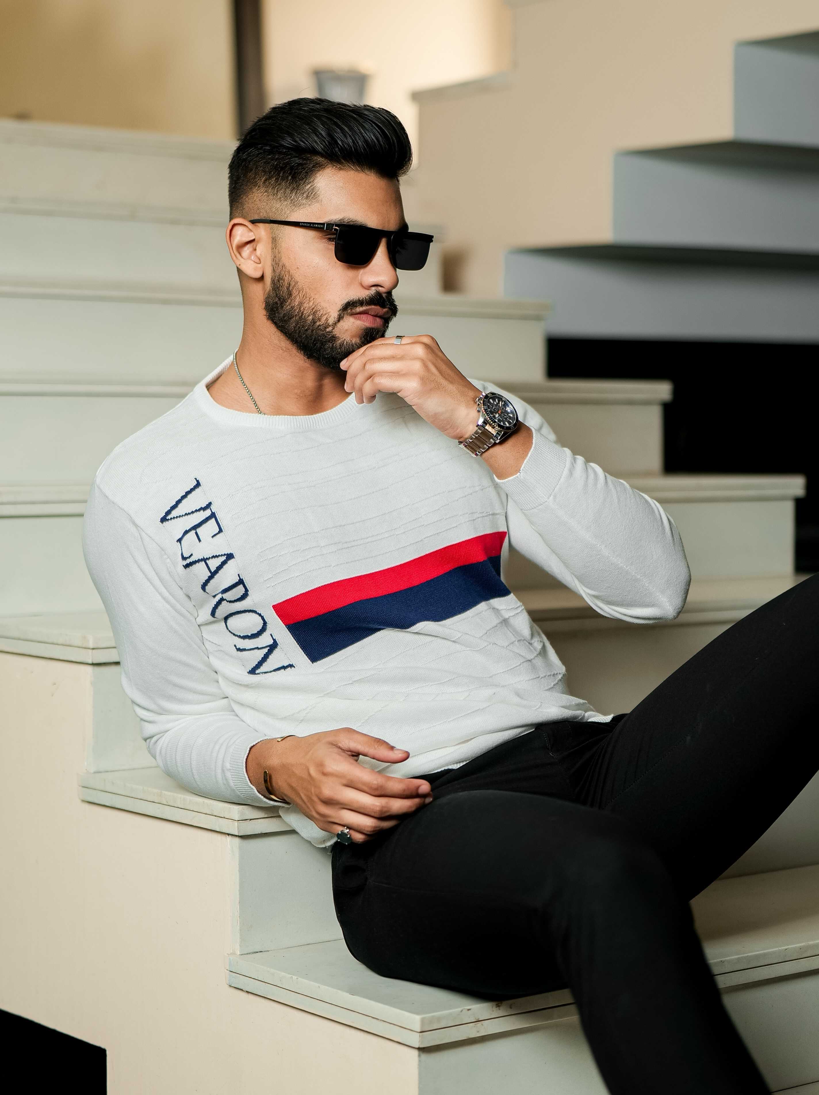 White Cotton Full Sleeve Premium T Shirt - Image 6
