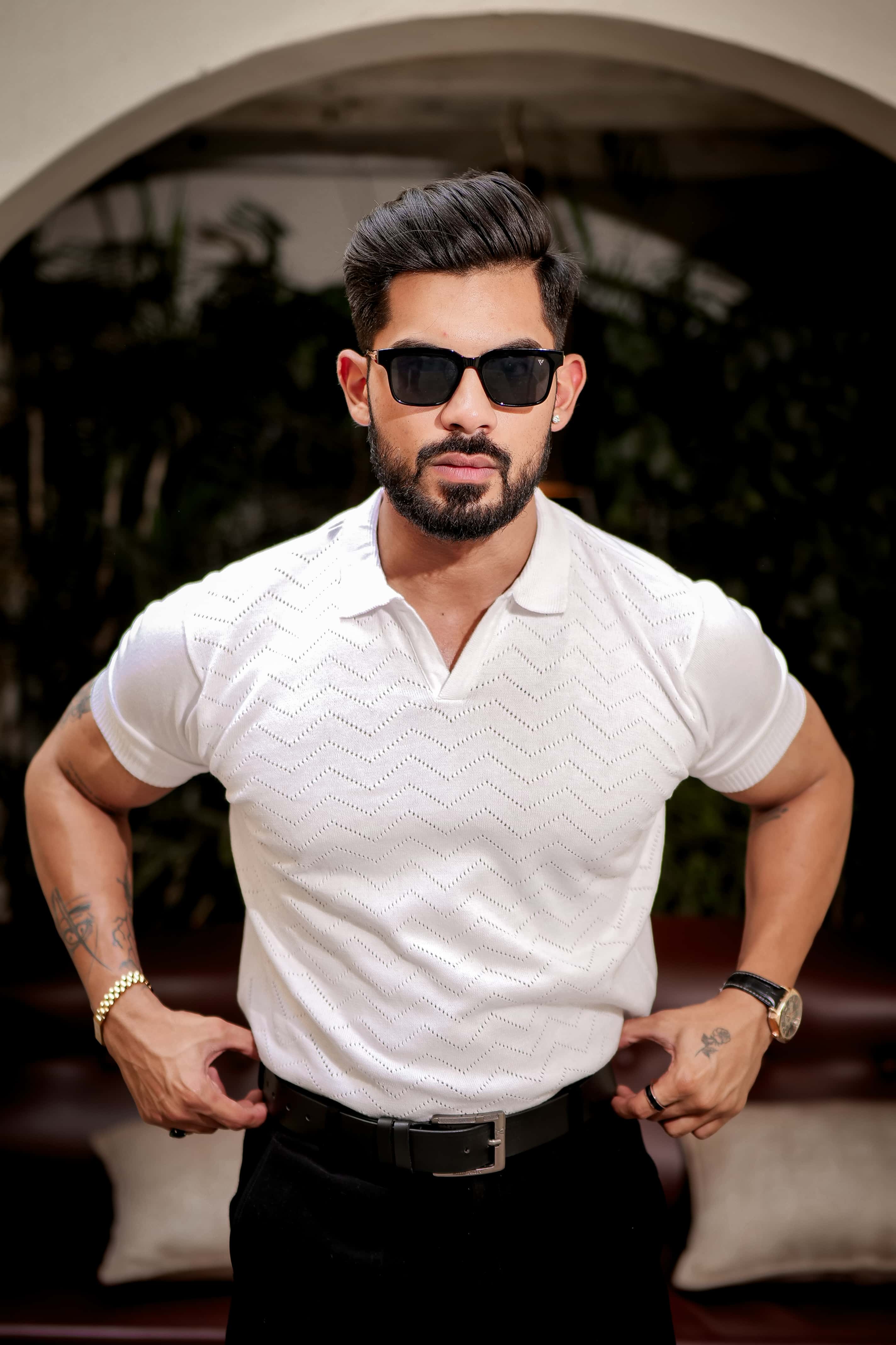 White Designer Cotton Half Sleeve Premium T Shirt - Image 3