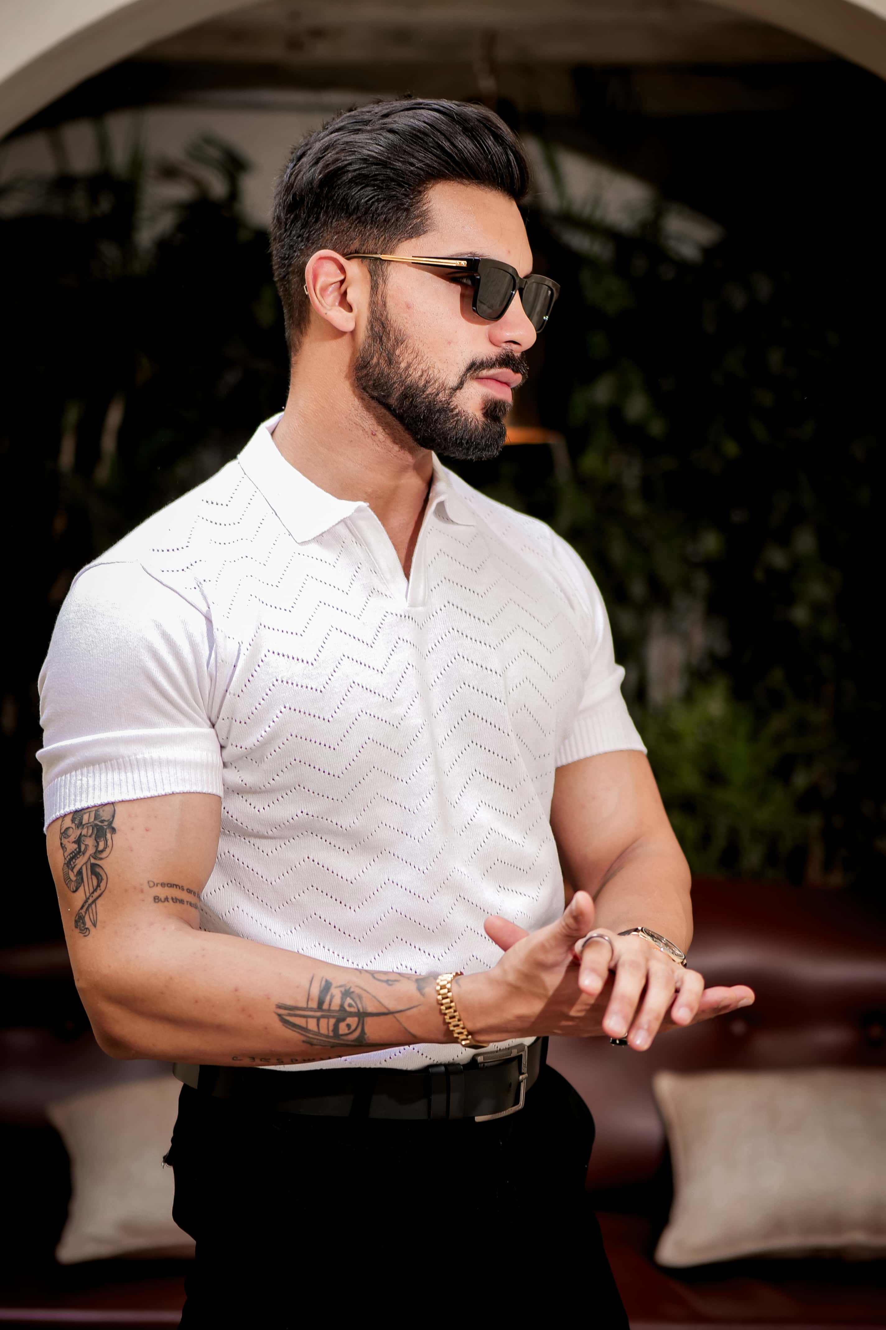 White Designer Cotton Half Sleeve Premium T Shirt - Image 7