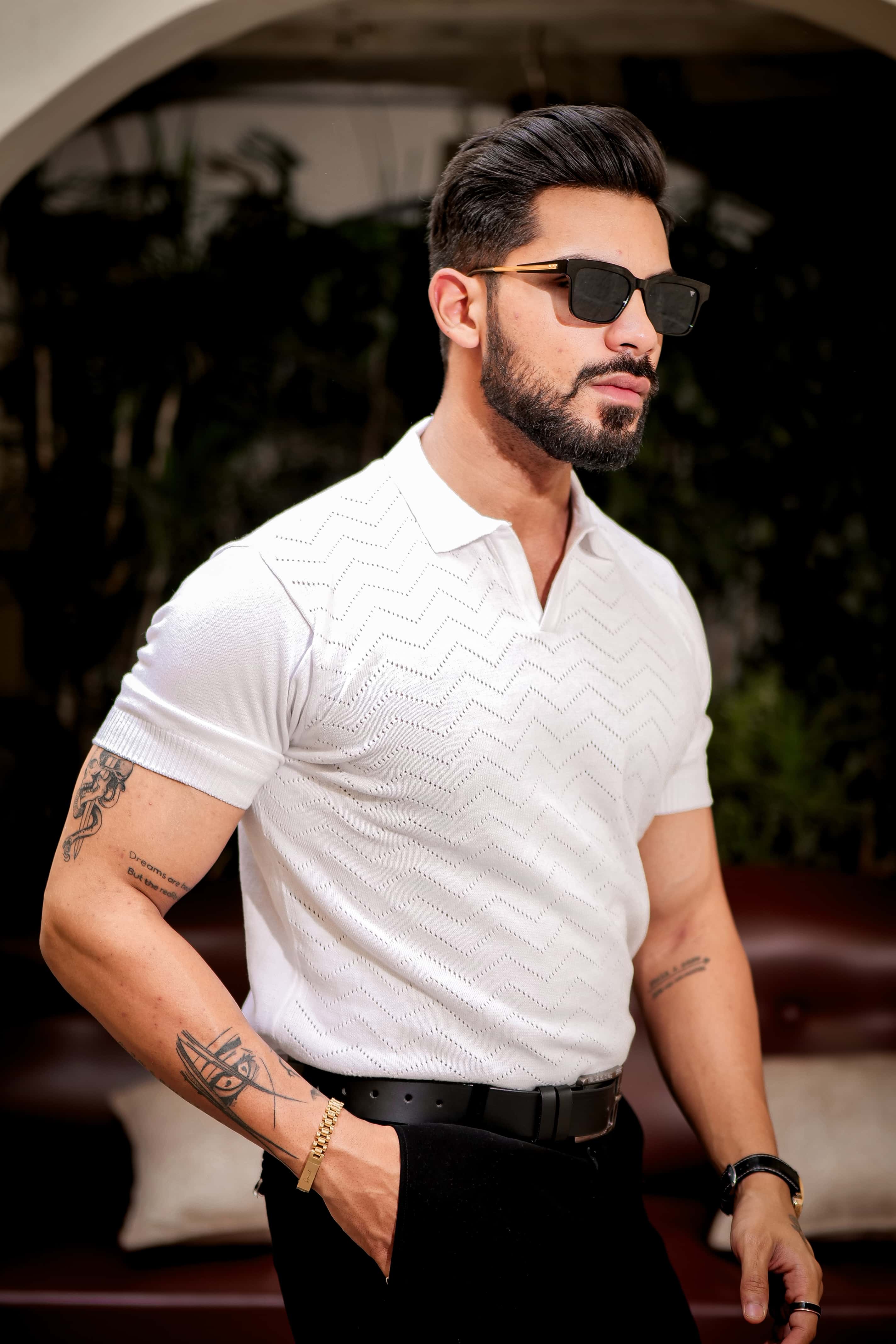 White Designer Cotton Half Sleeve Premium T Shirt - Image 8