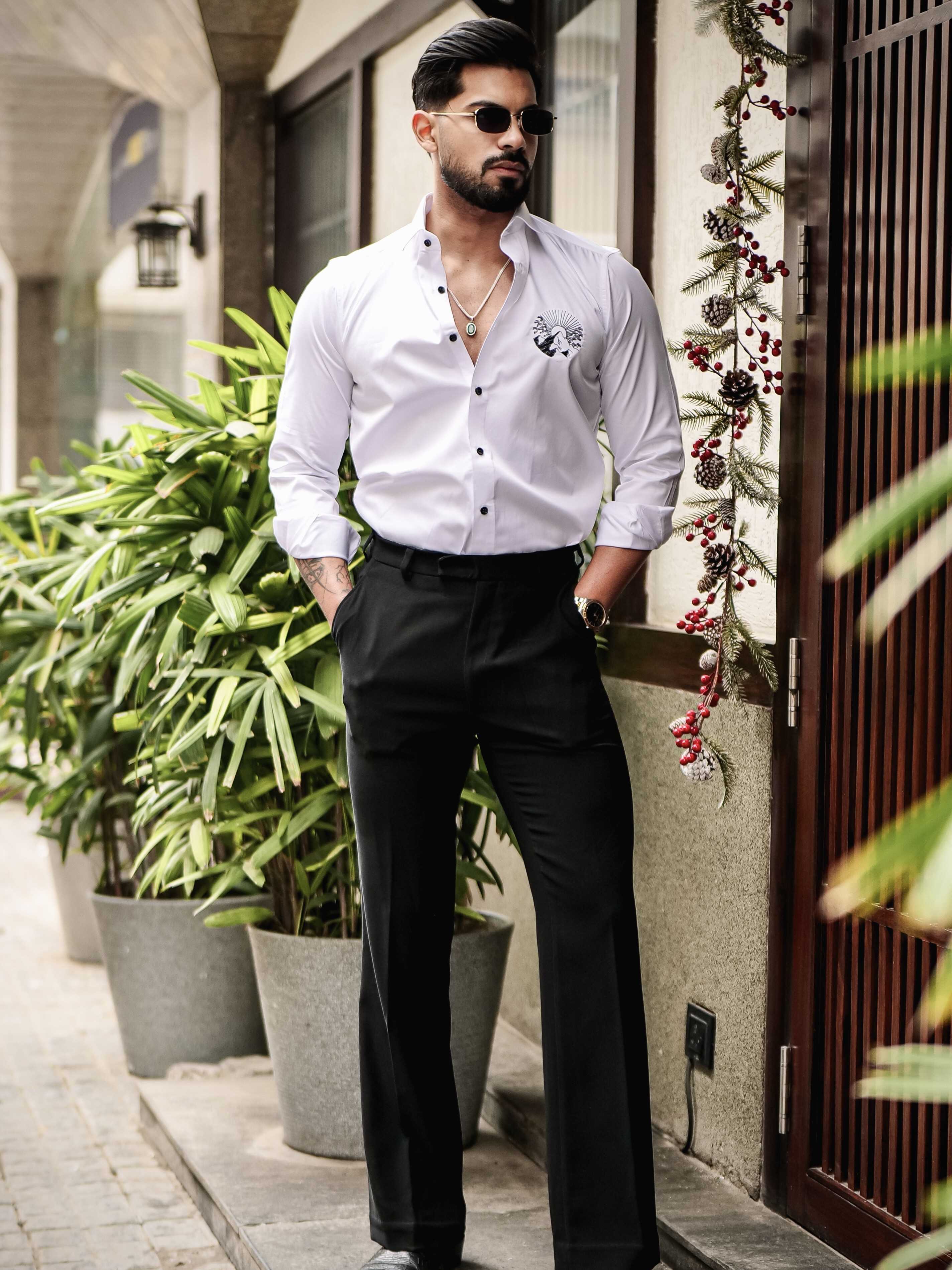 WHITE EMBROIDERED DESIGNER SHIRT FOR MEN'S - Image 8