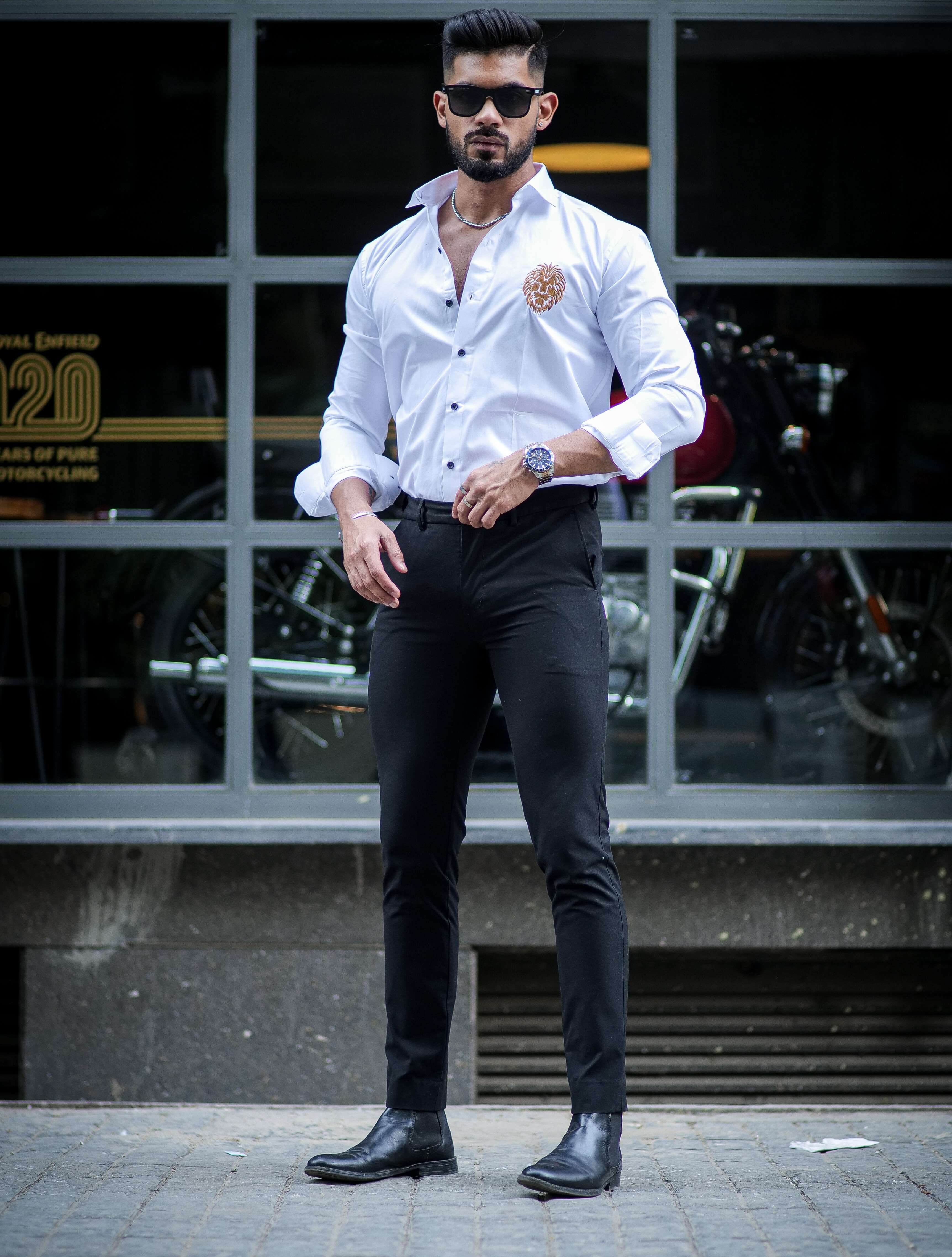 White Golden Embroidered Mufasa Luxury Shirt - Image 3