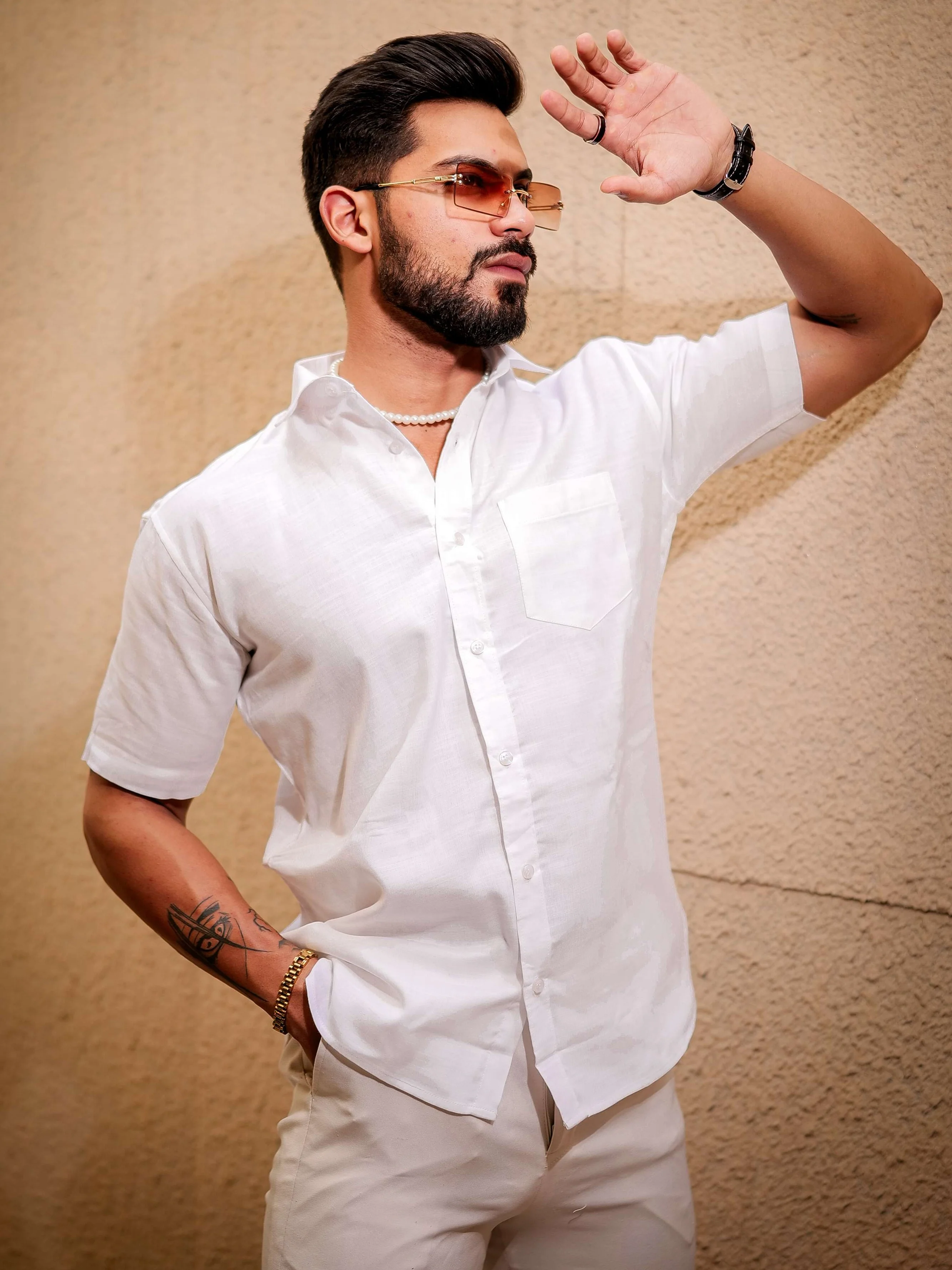 White Luxury Formal linen Cotton Shirt For Men's - Image 3