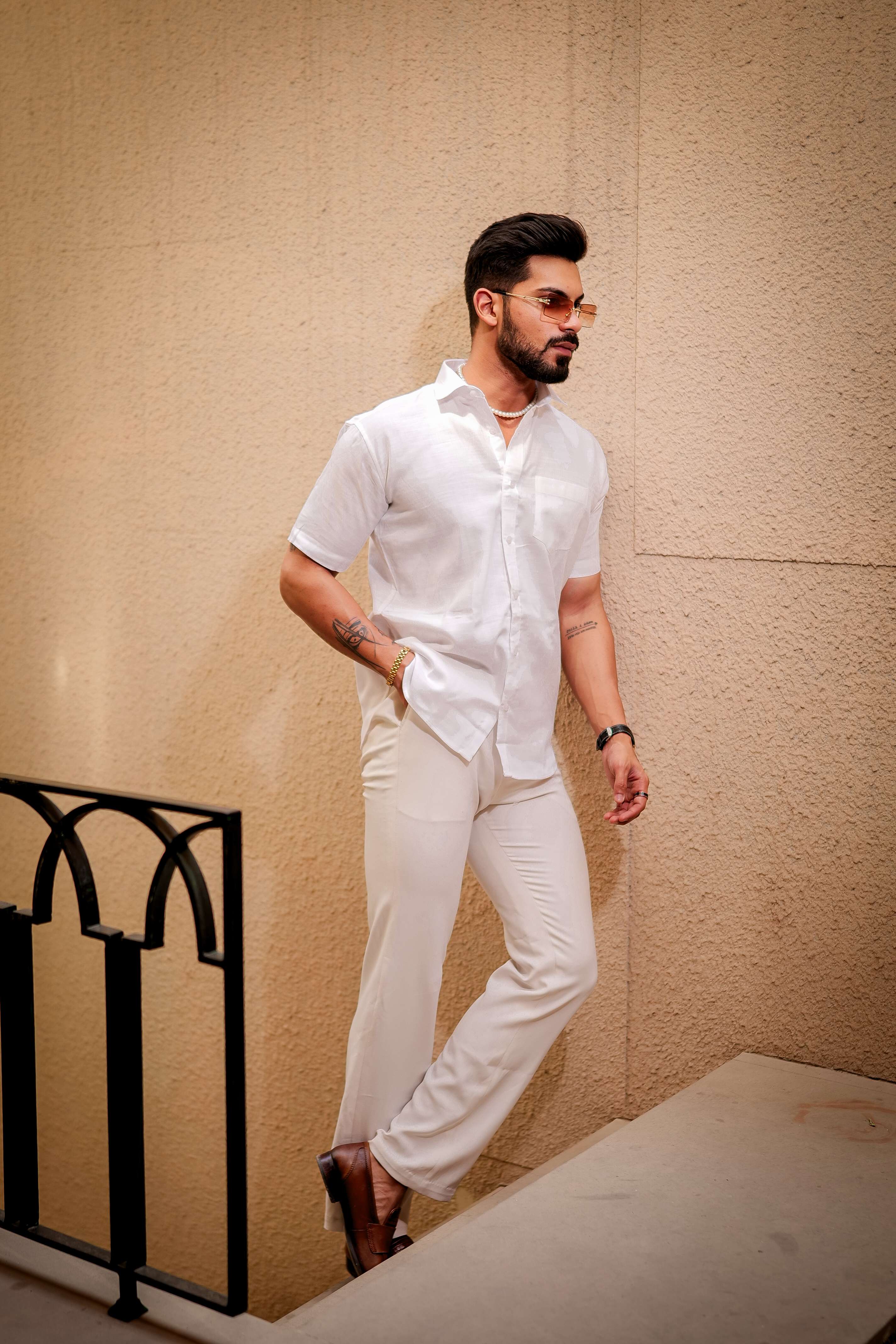 White Luxury Formal linen Cotton Shirt For Men's - Image 6