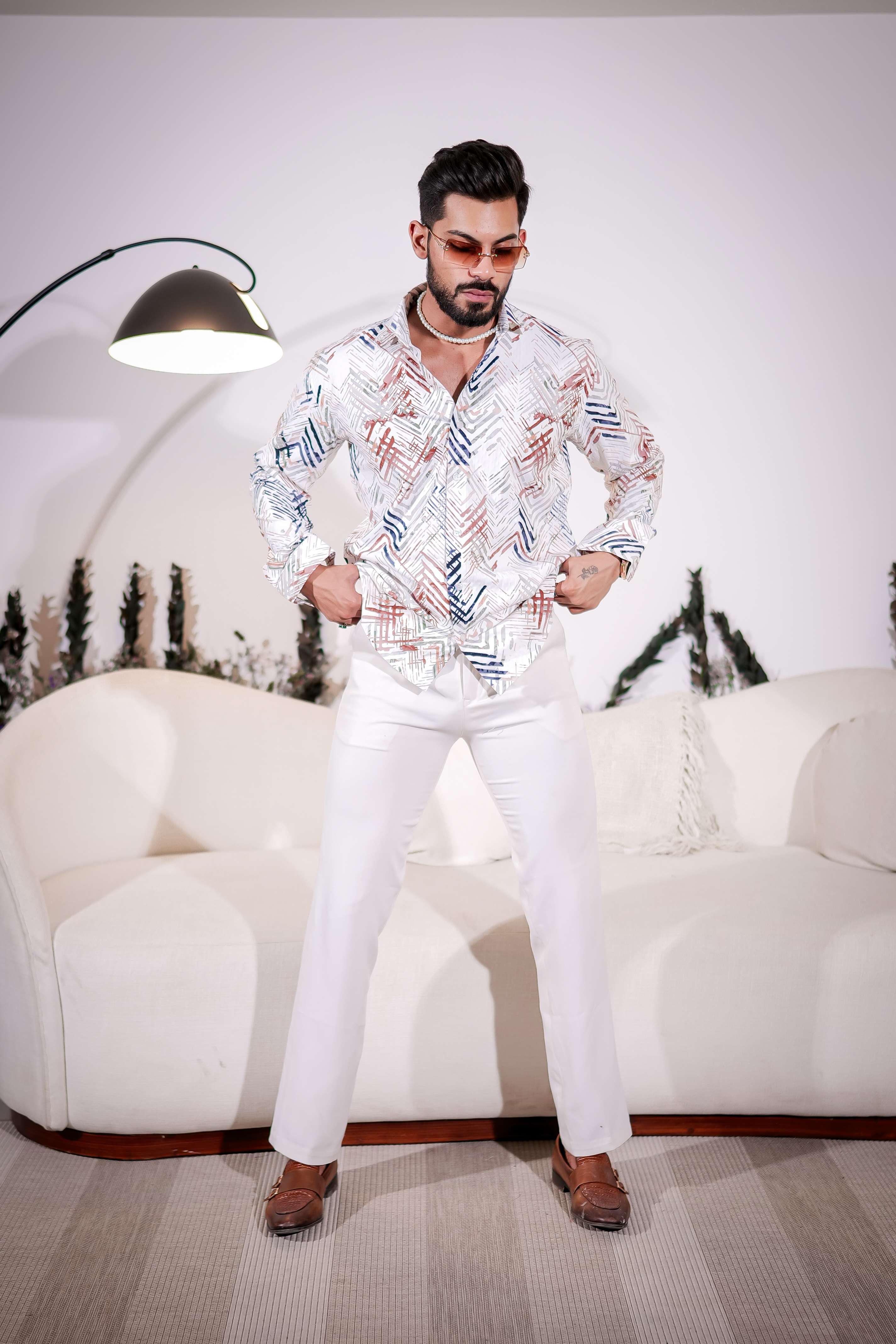 White-Maroon Multicolor Imported Premium Shirt for Men's - Image 4