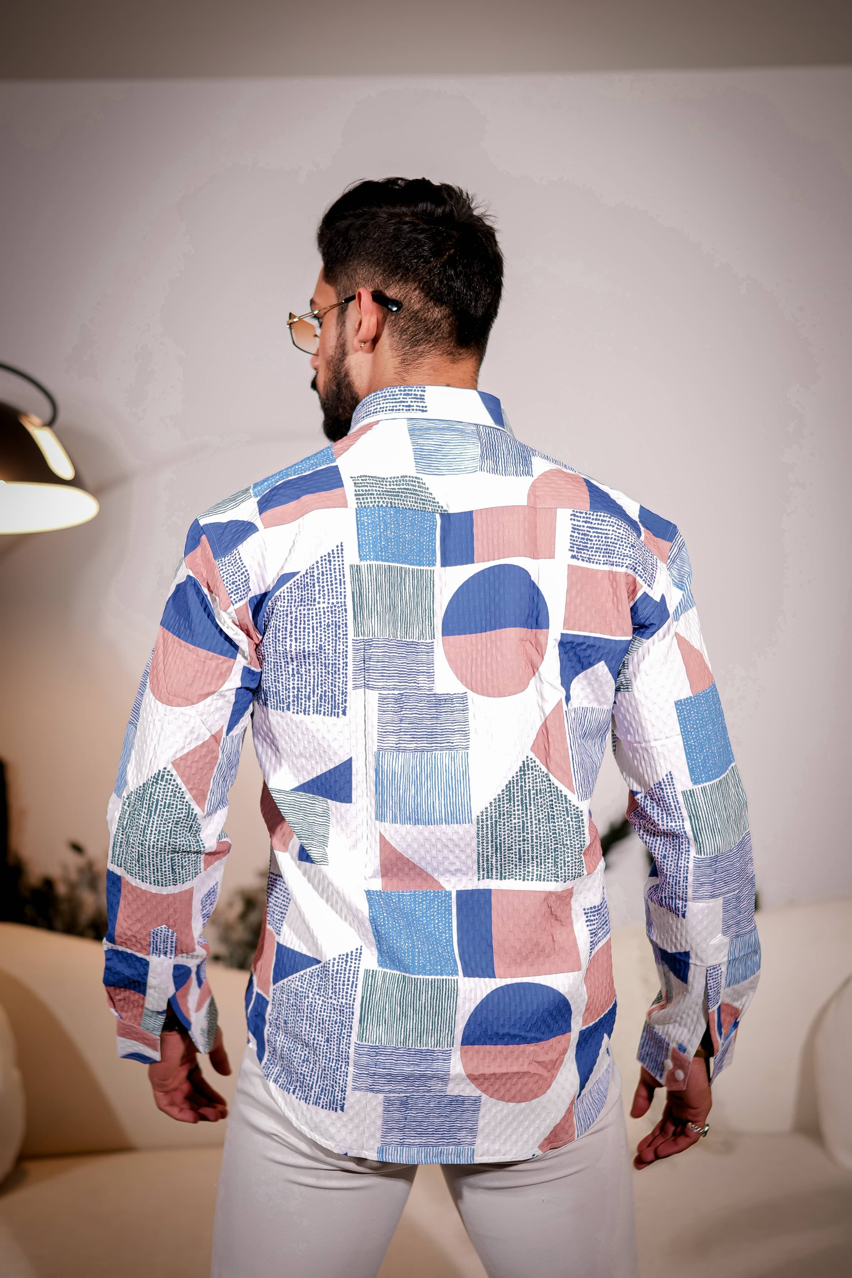 White Multicolor Imported Premium Shirt for Men's - Image 3