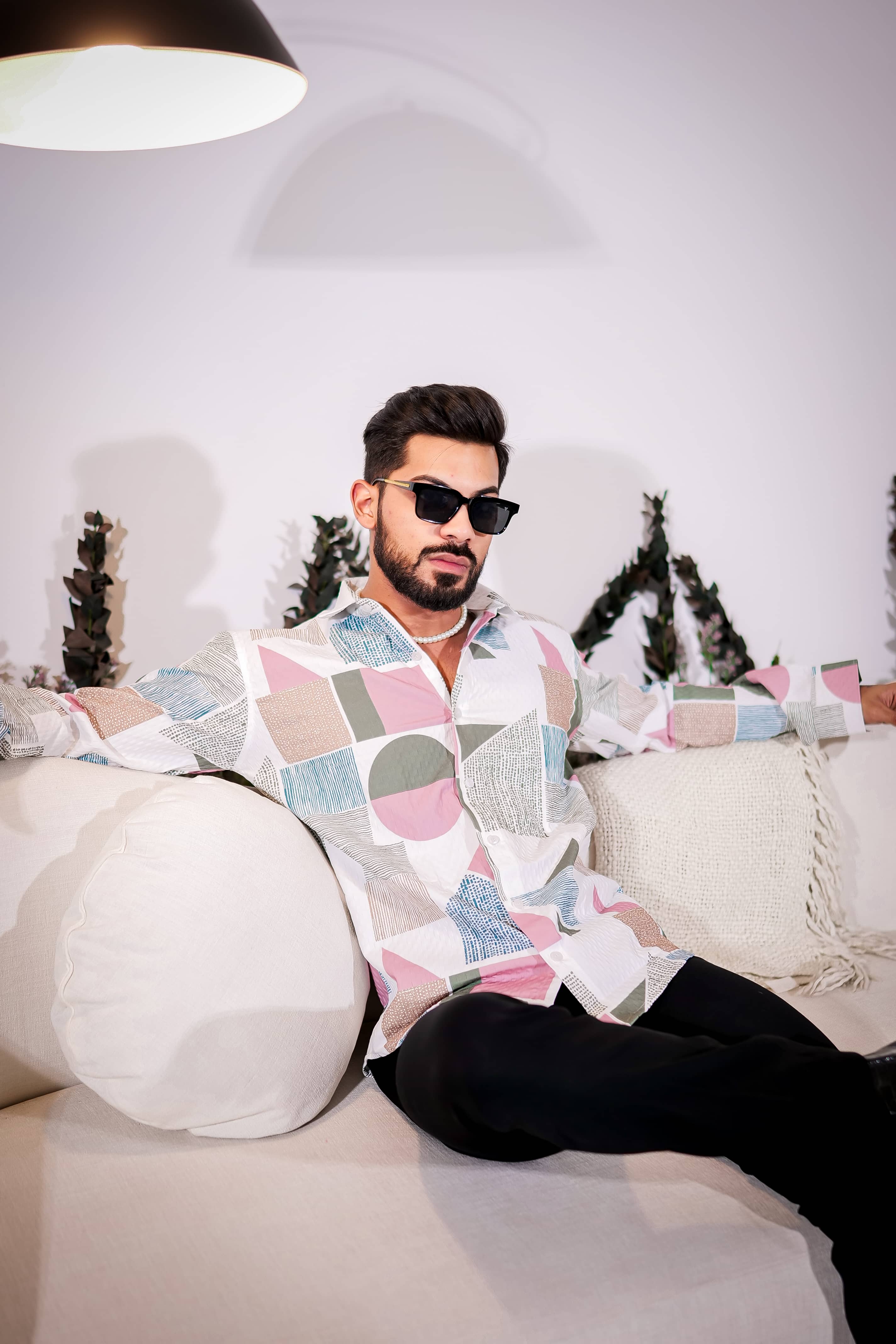 White Multicolor Imported Premium Shirt for Men's - Image 3
