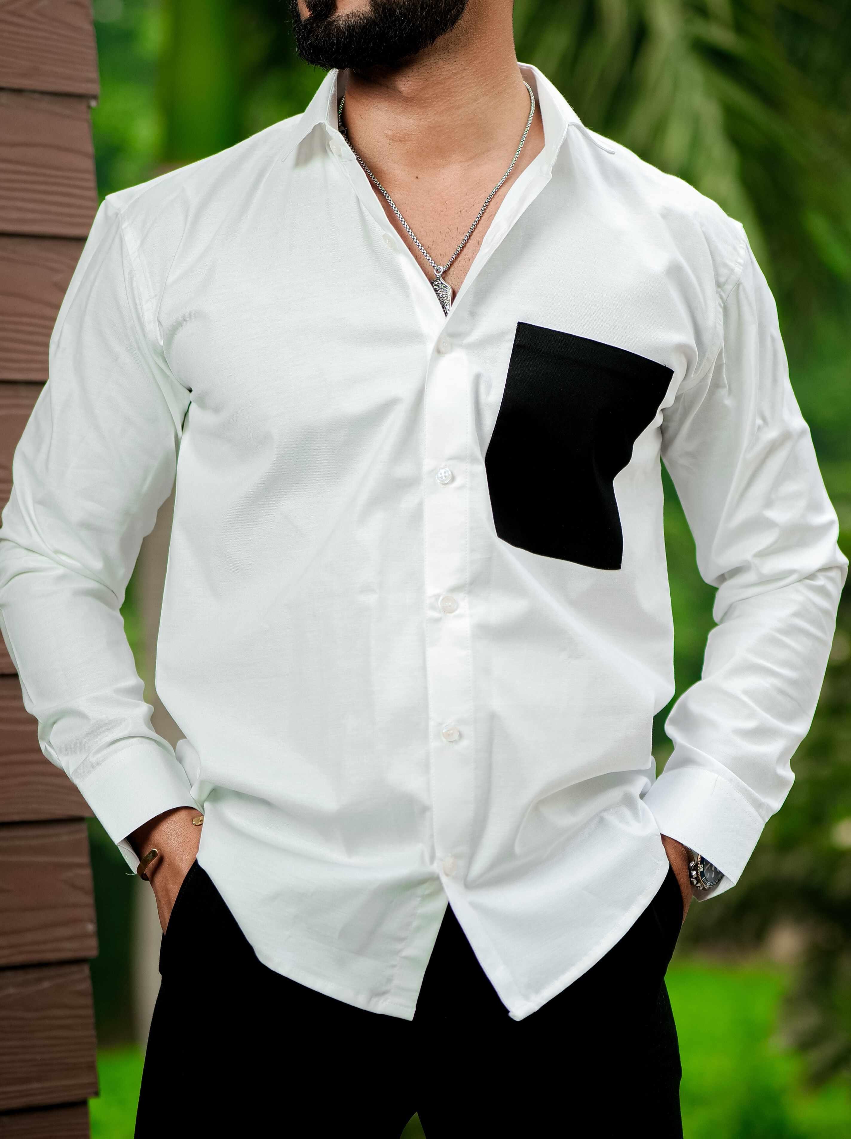 White Oxford Cotton Designer Shirt - Image 2