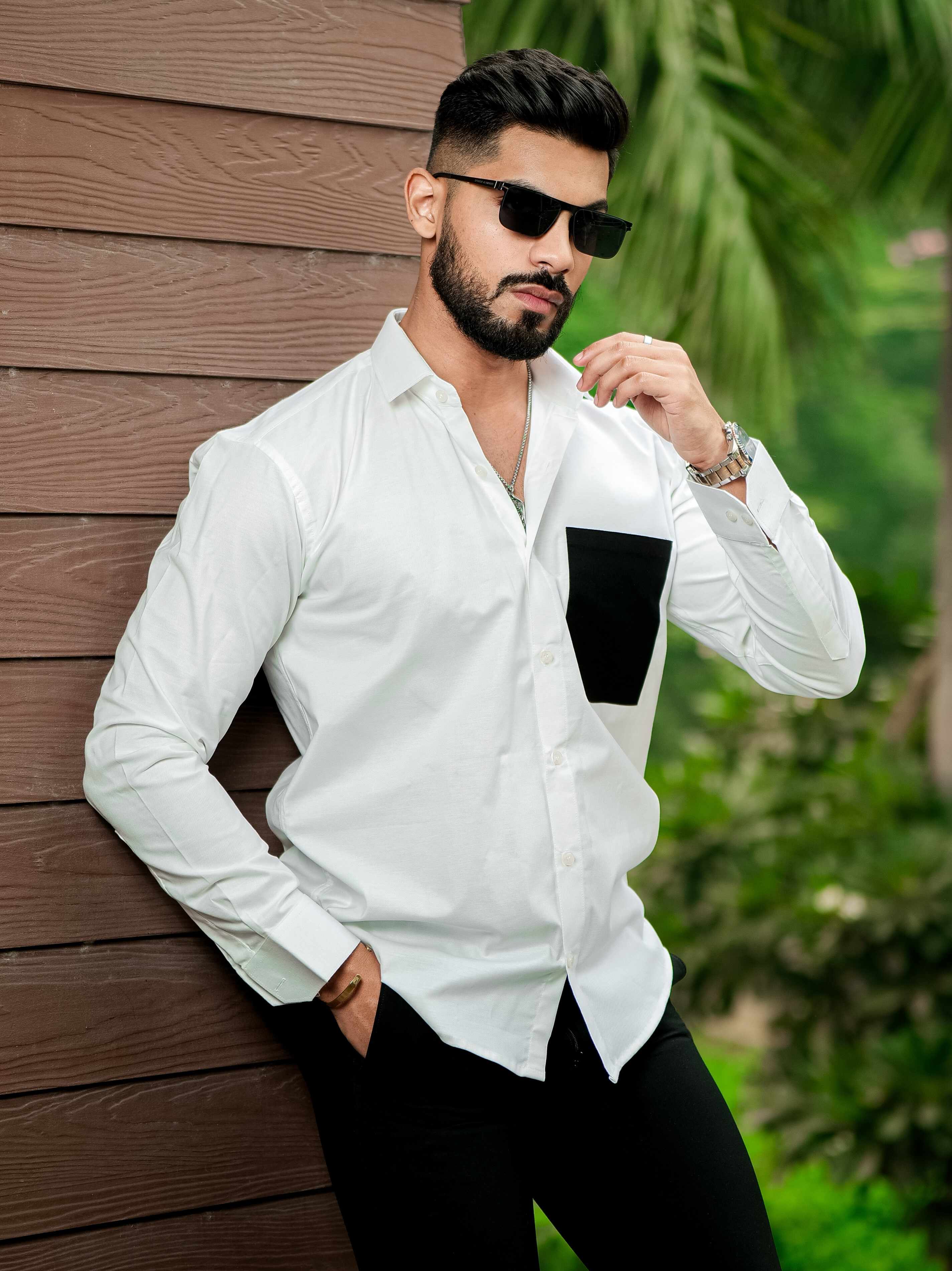 White Oxford Cotton Designer Shirt - Image 3