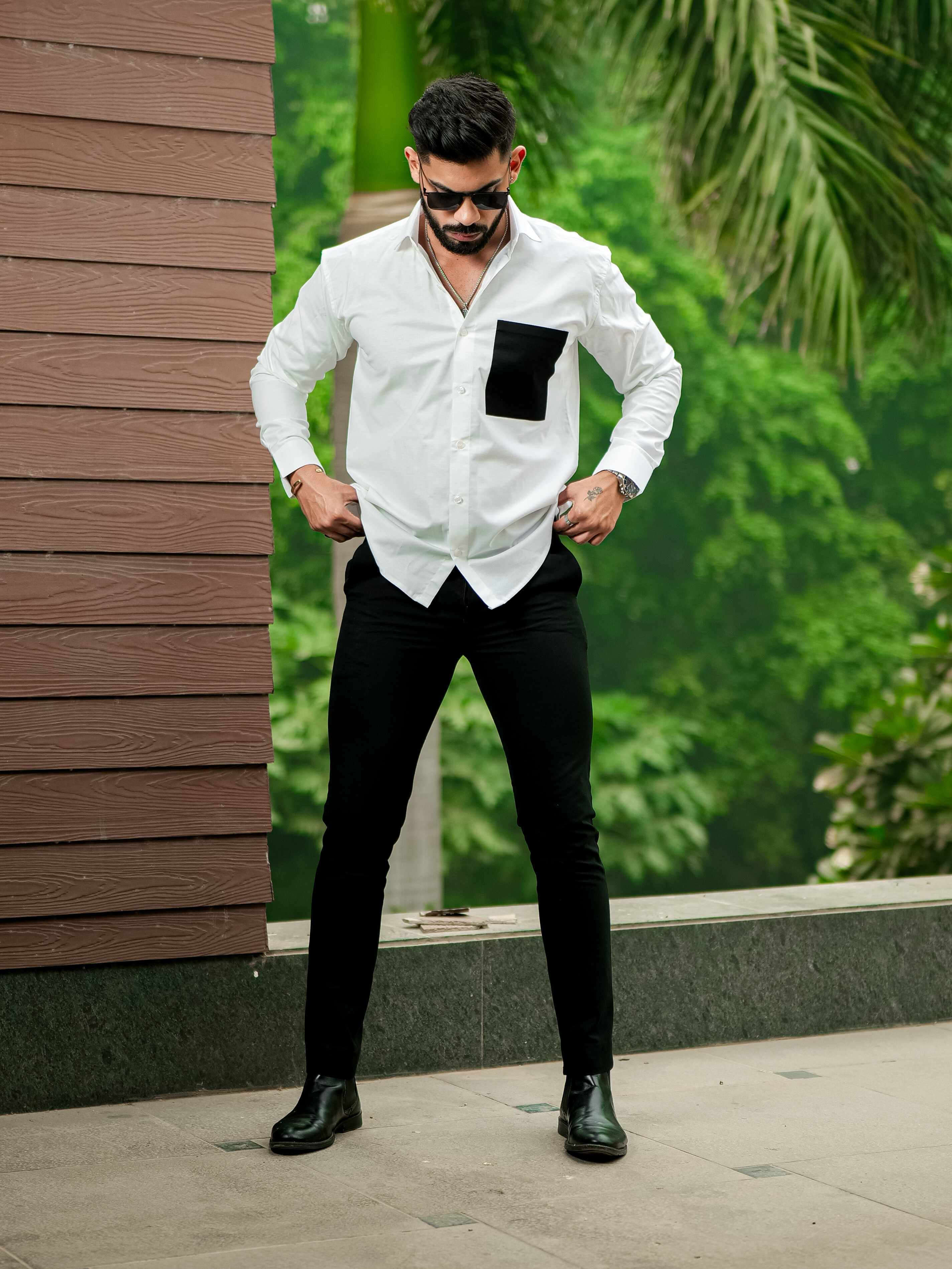 White Oxford Cotton Designer Shirt - Image 4