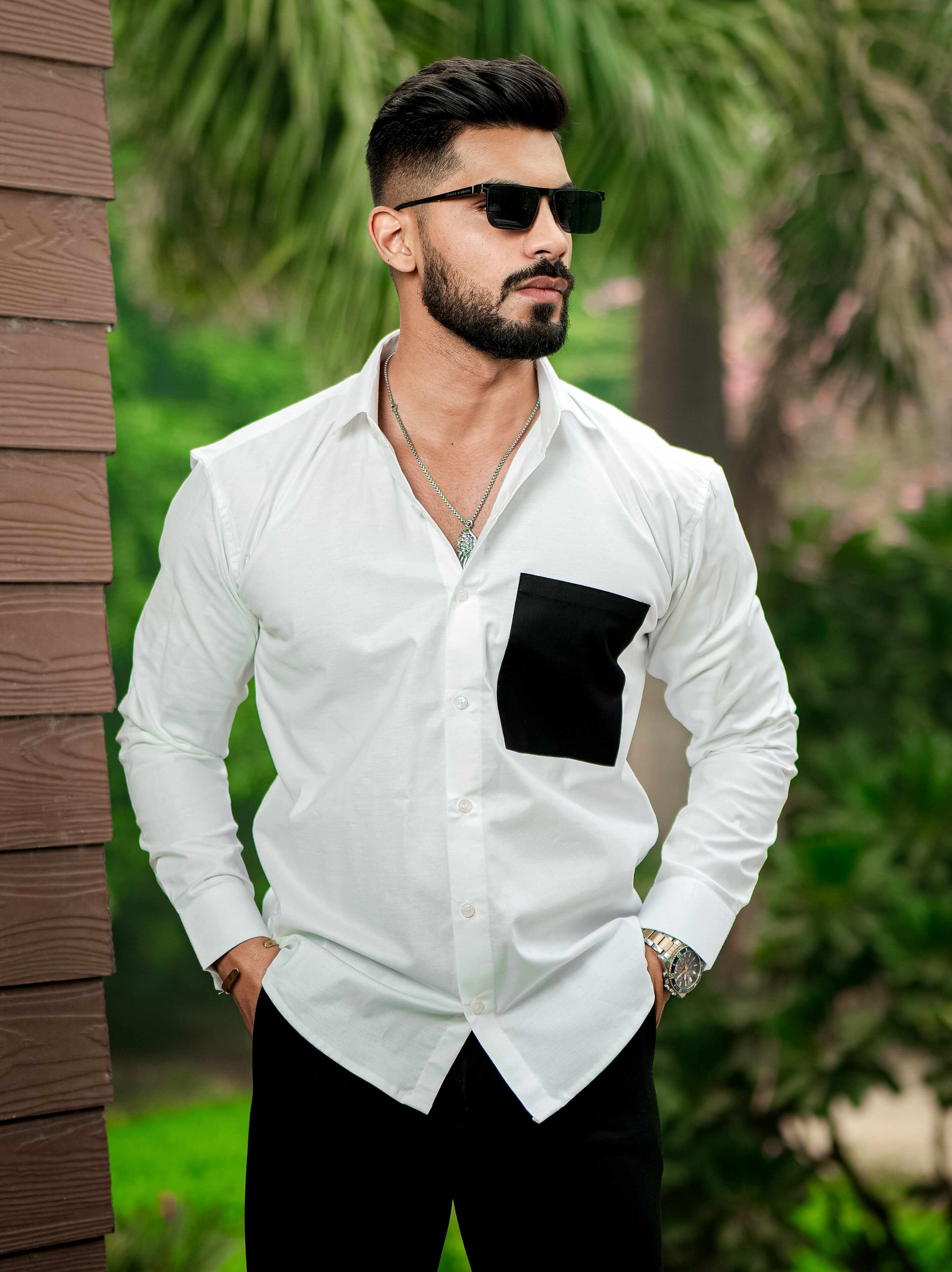 White Oxford Cotton Designer Shirt - Image 5
