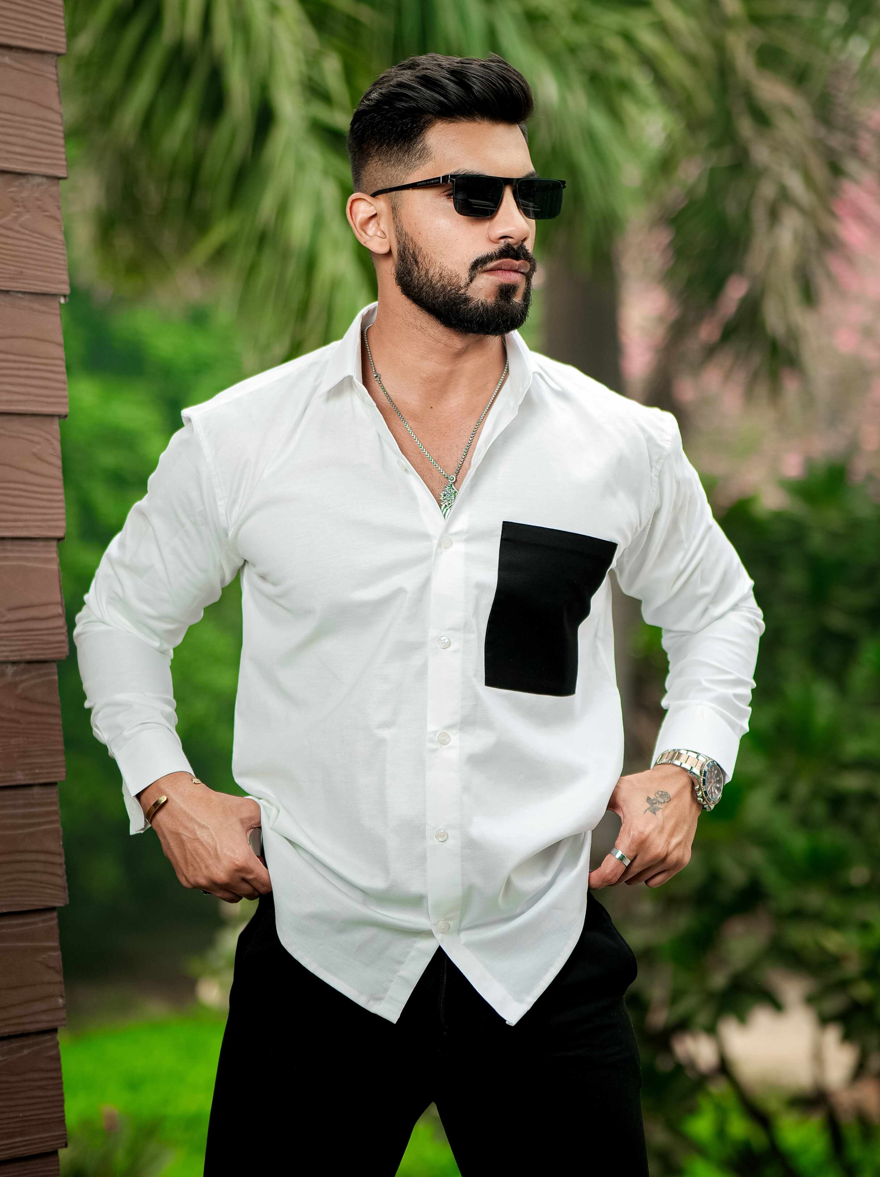 White Oxford Cotton Designer Shirt - Image 6