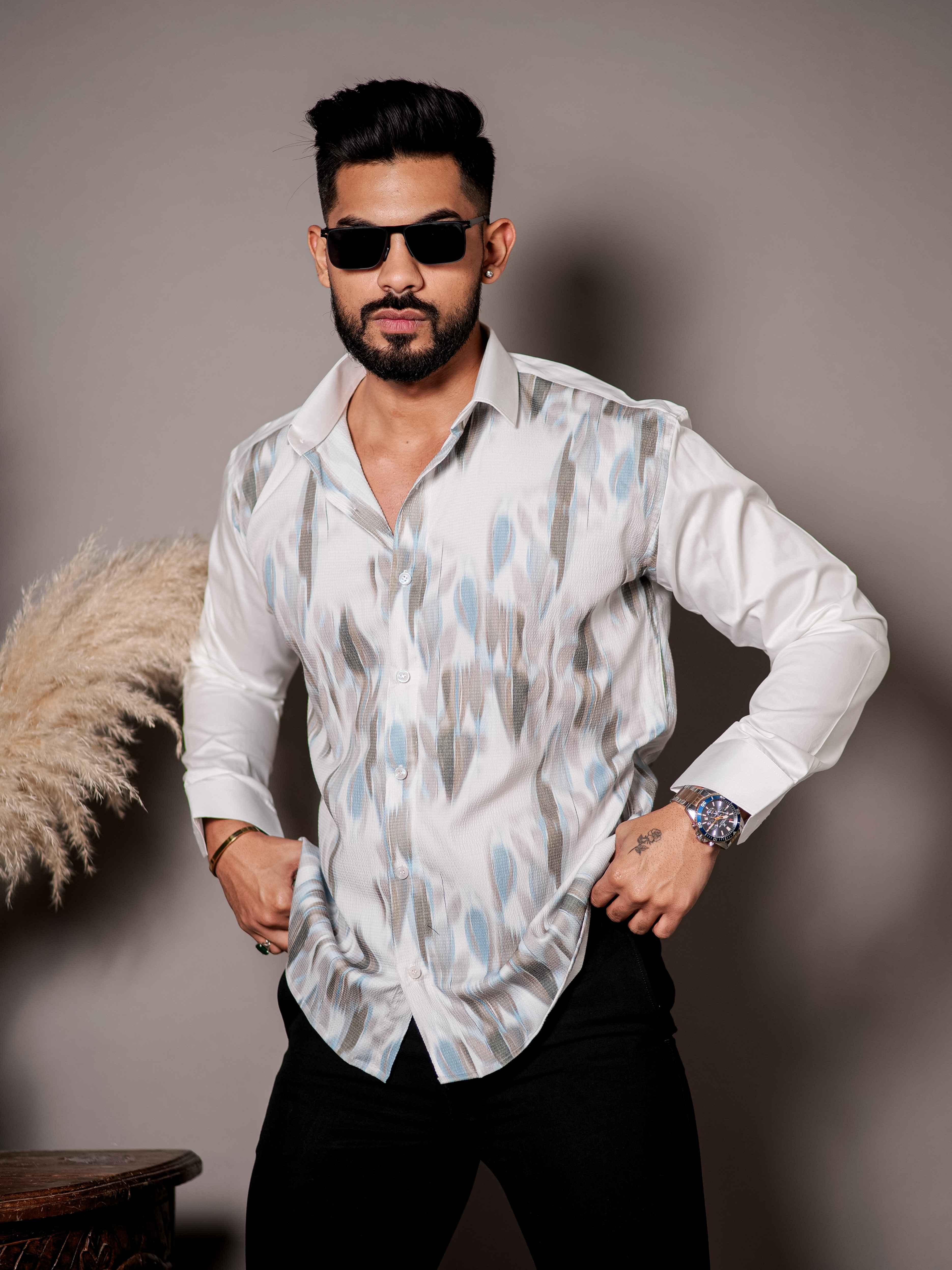 White Print Premium Shirt - Image 8