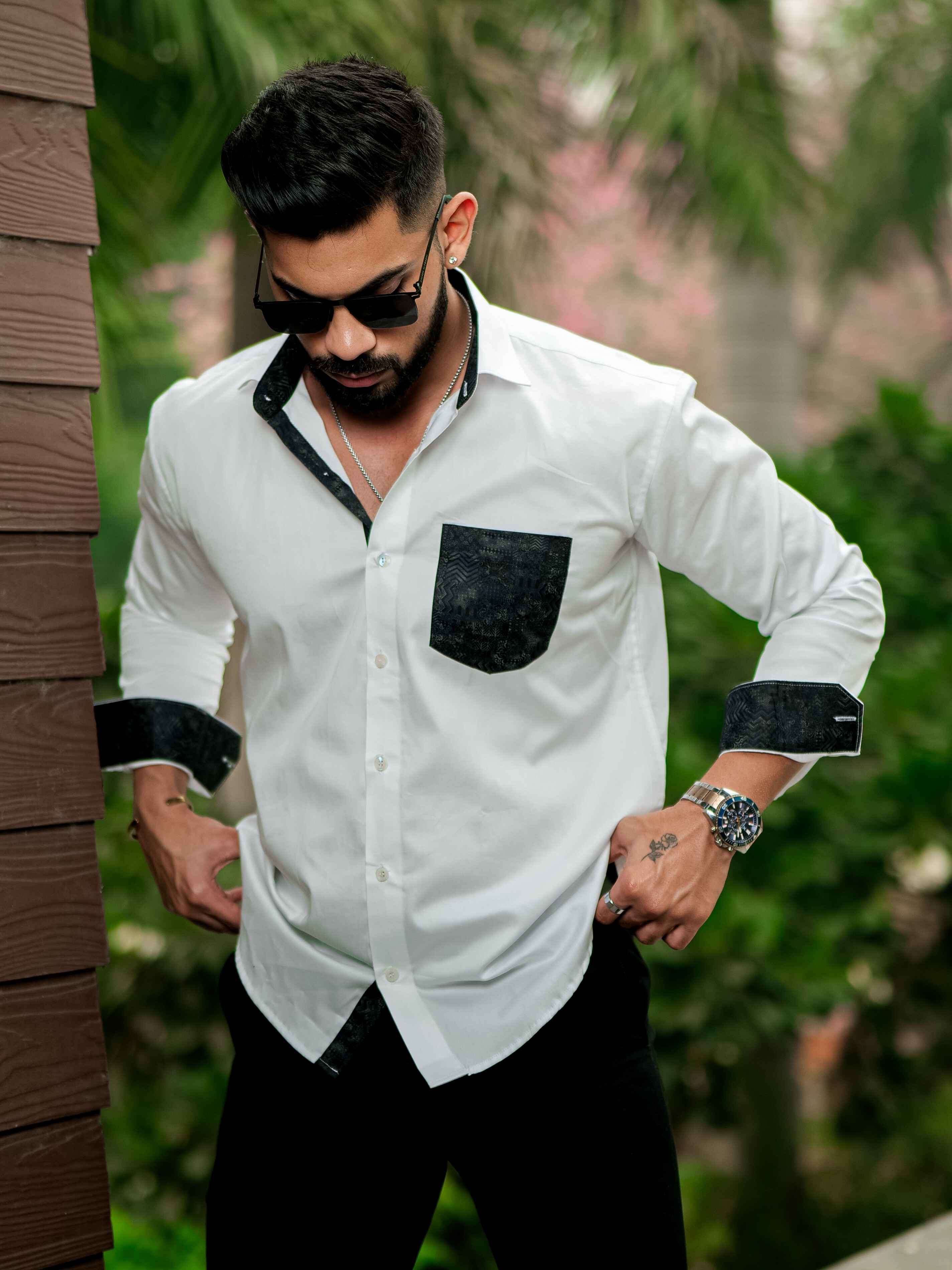 White Satin Cotton Designer Shirt - Image 2