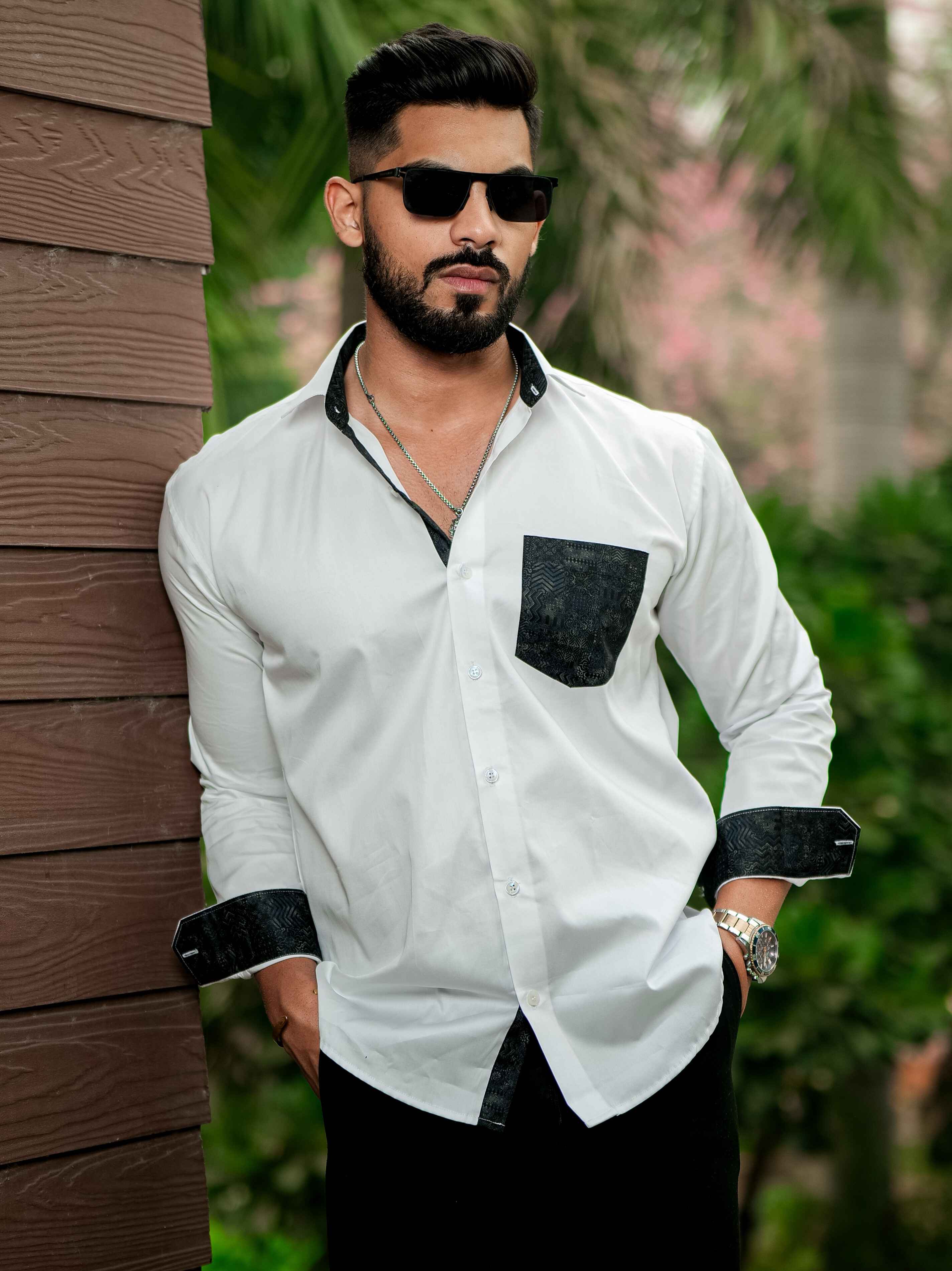 White Satin Cotton Designer Shirt - Image 6