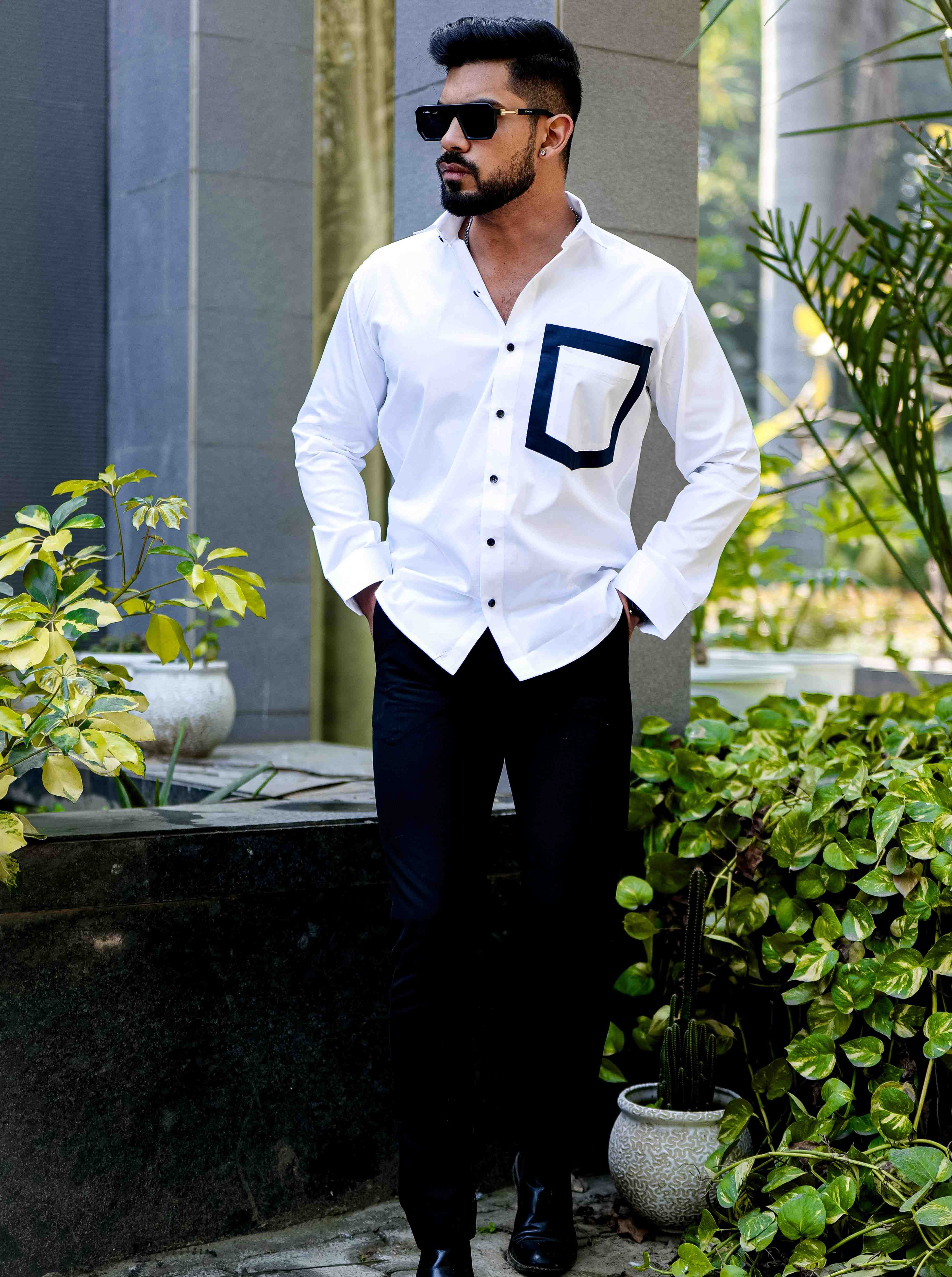 White Satin Cotton Designer Shirt - Image 3