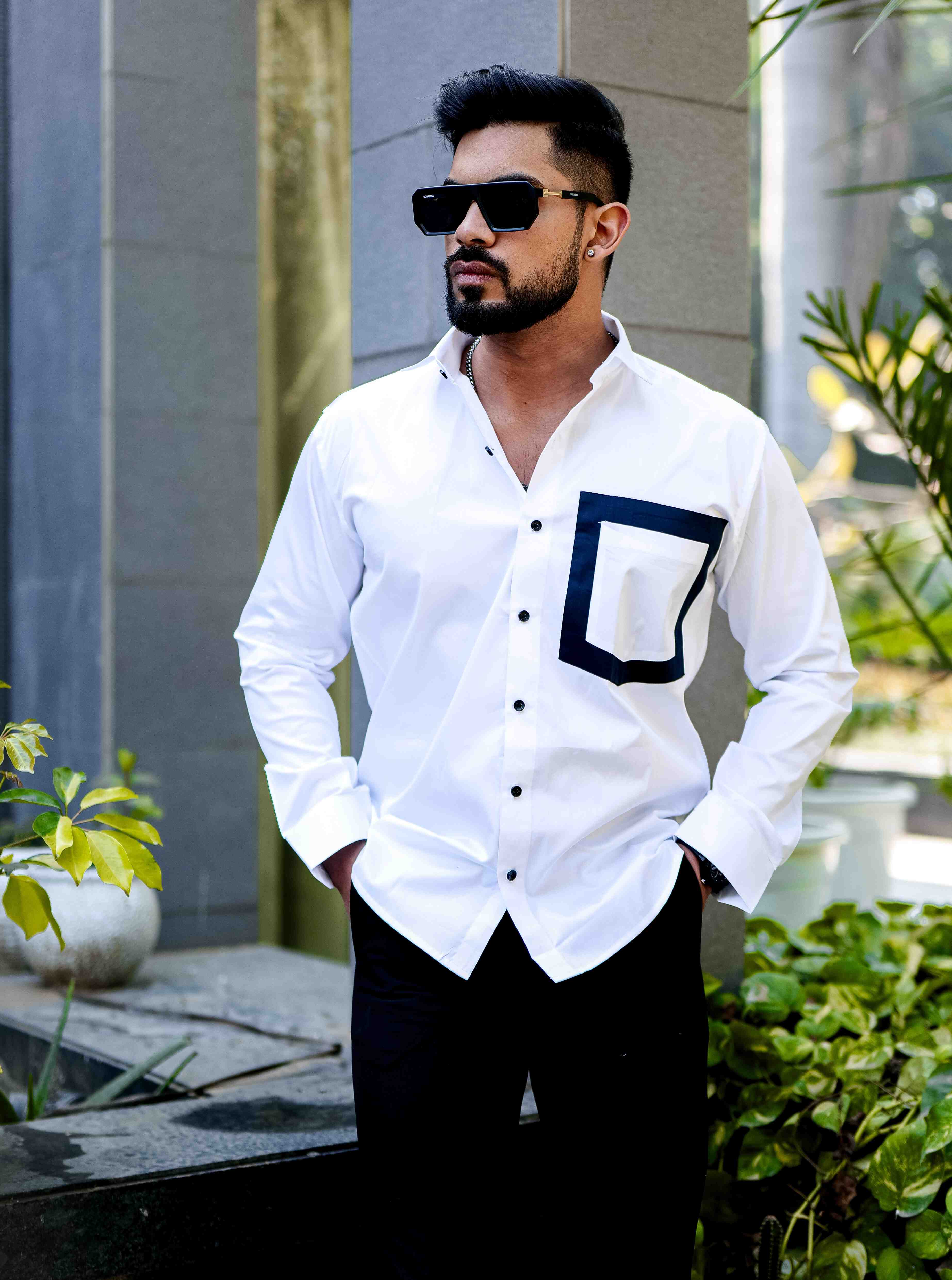 White Satin Cotton Designer Shirt - Image 6