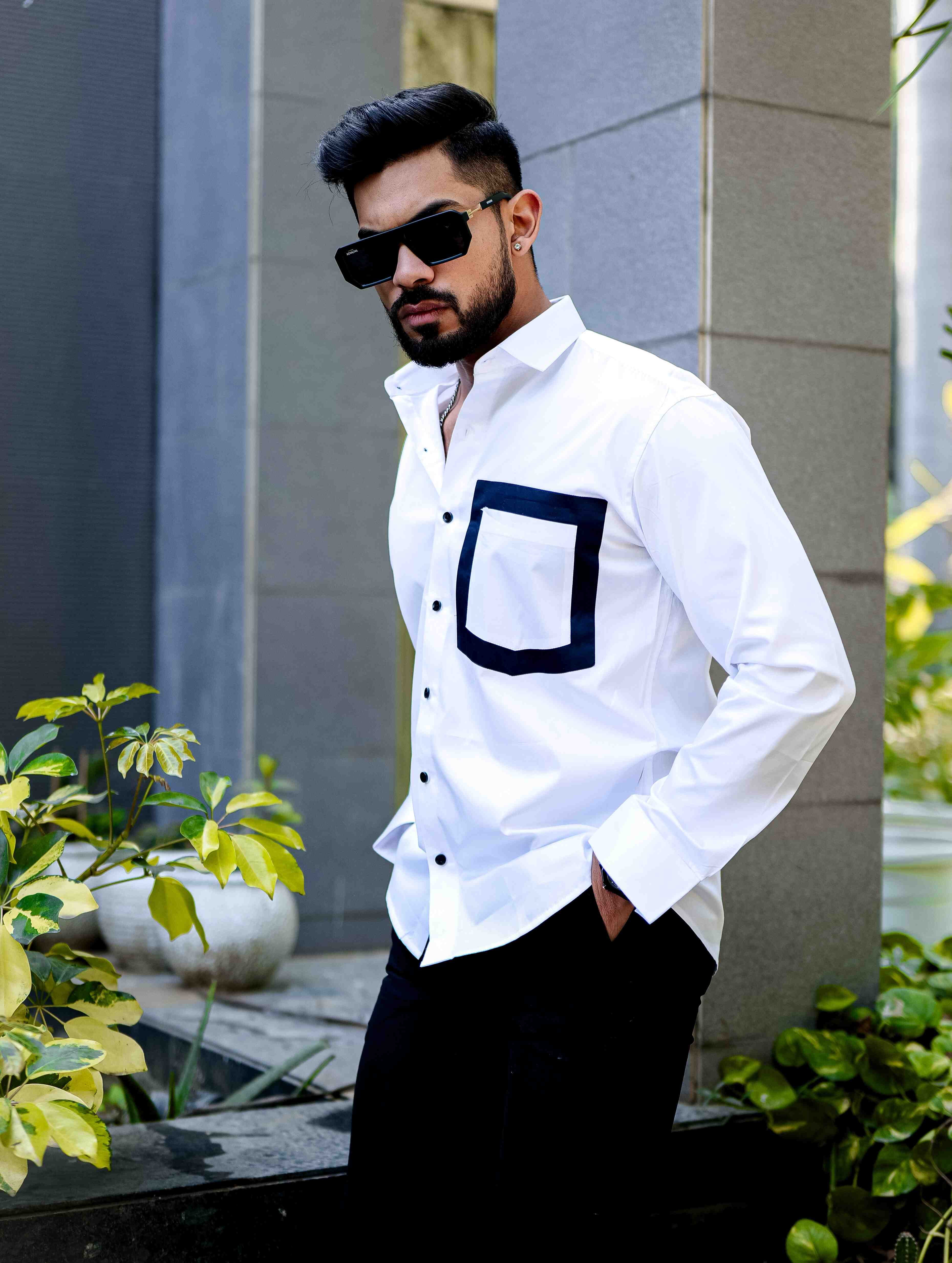 White Satin Cotton Designer Shirt - Image 8