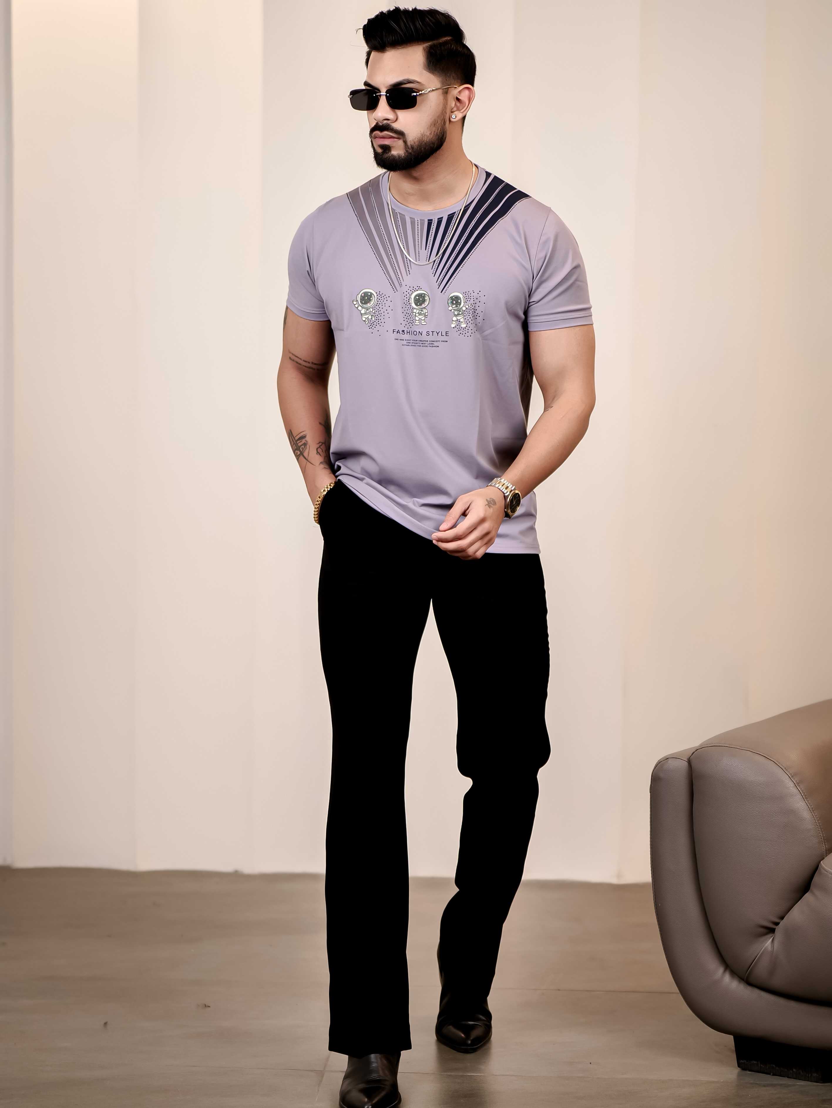 Wisteria Round Neck Imported Cotton Half Sleeve Premium Designer T-Shirt - Image 10