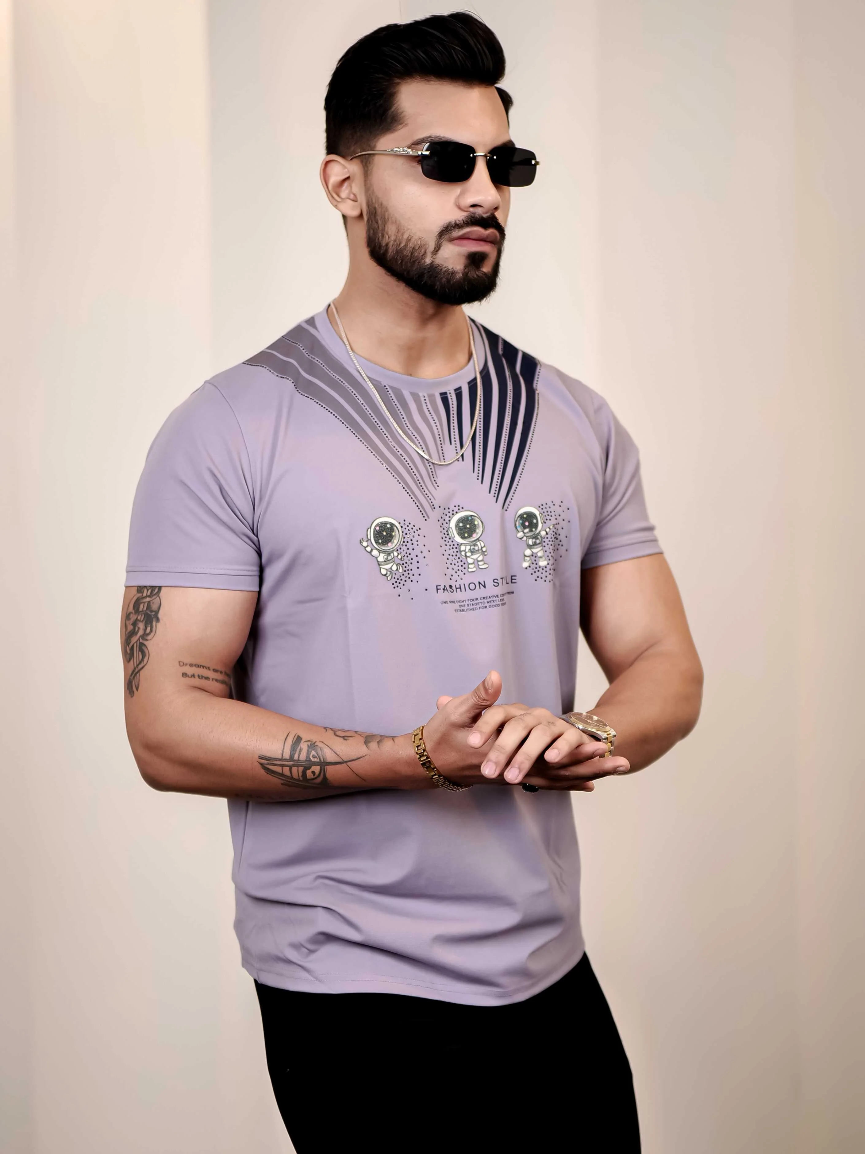 Wisteria Round Neck Imported Cotton Half Sleeve Premium Designer T-Shirt - Image 11