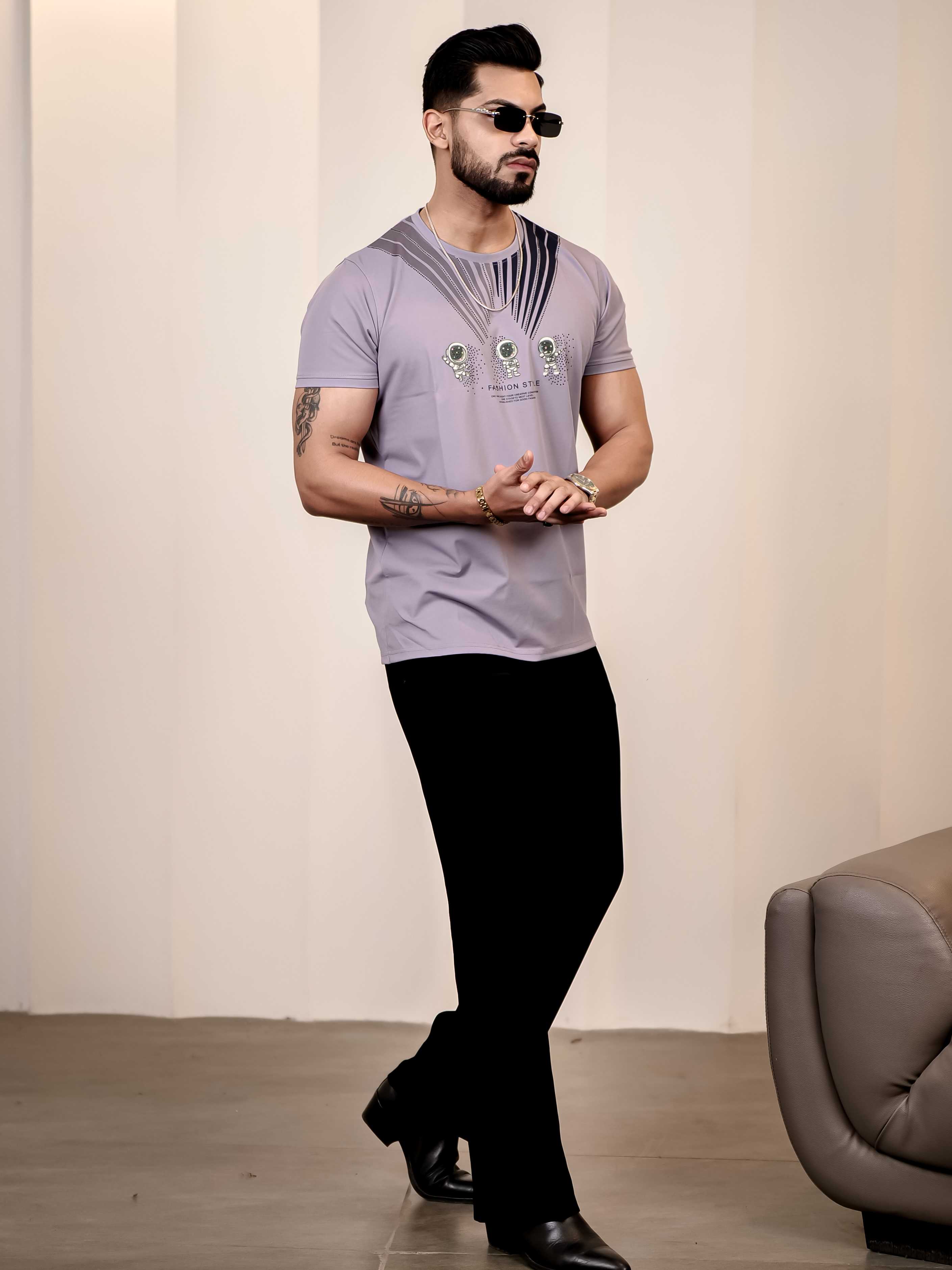 Wisteria Round Neck Imported Cotton Half Sleeve Premium Designer T-Shirt - Image 5