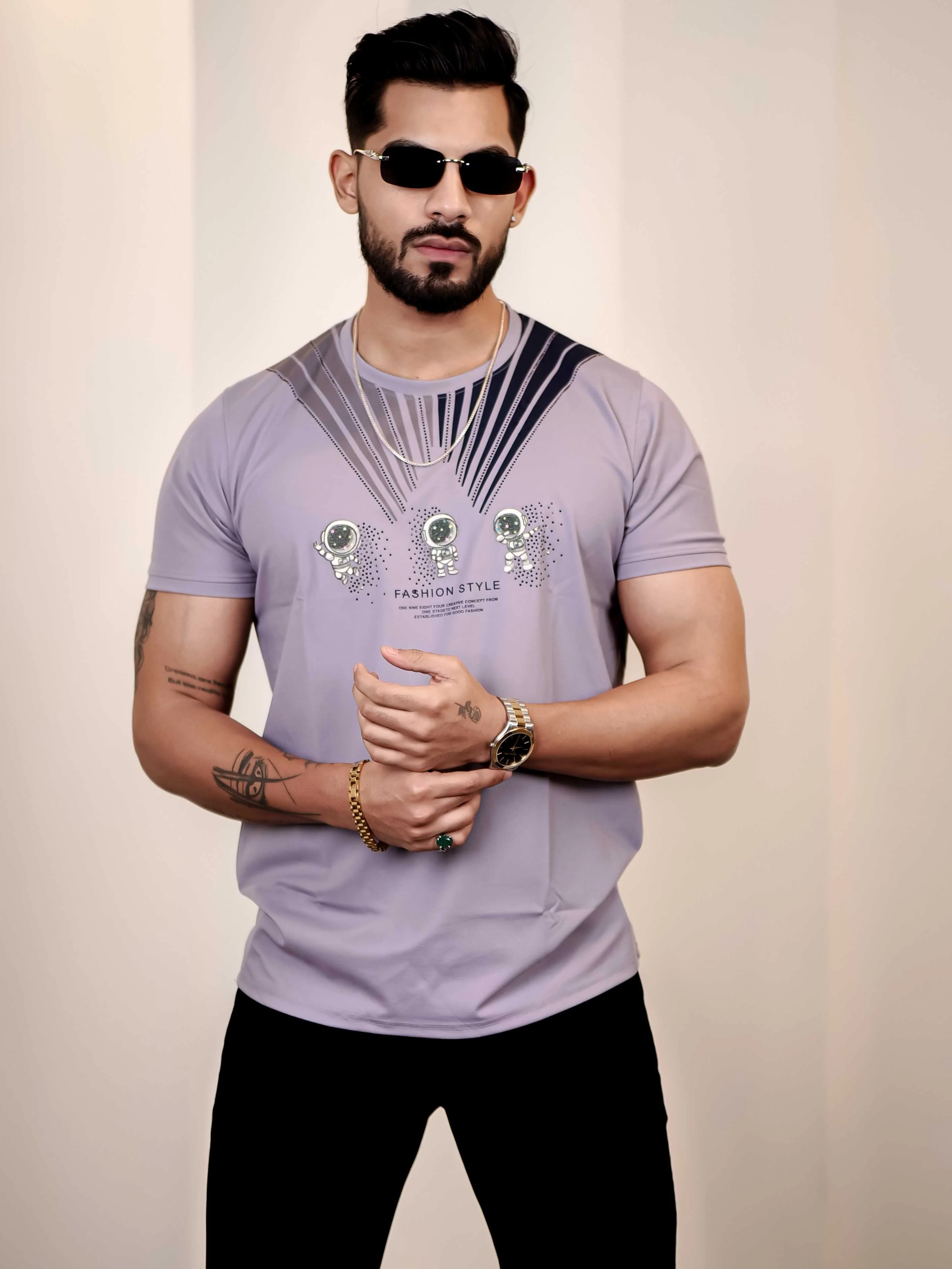 Wisteria Round Neck Imported Cotton Half Sleeve Premium Designer T-Shirt - Image 6